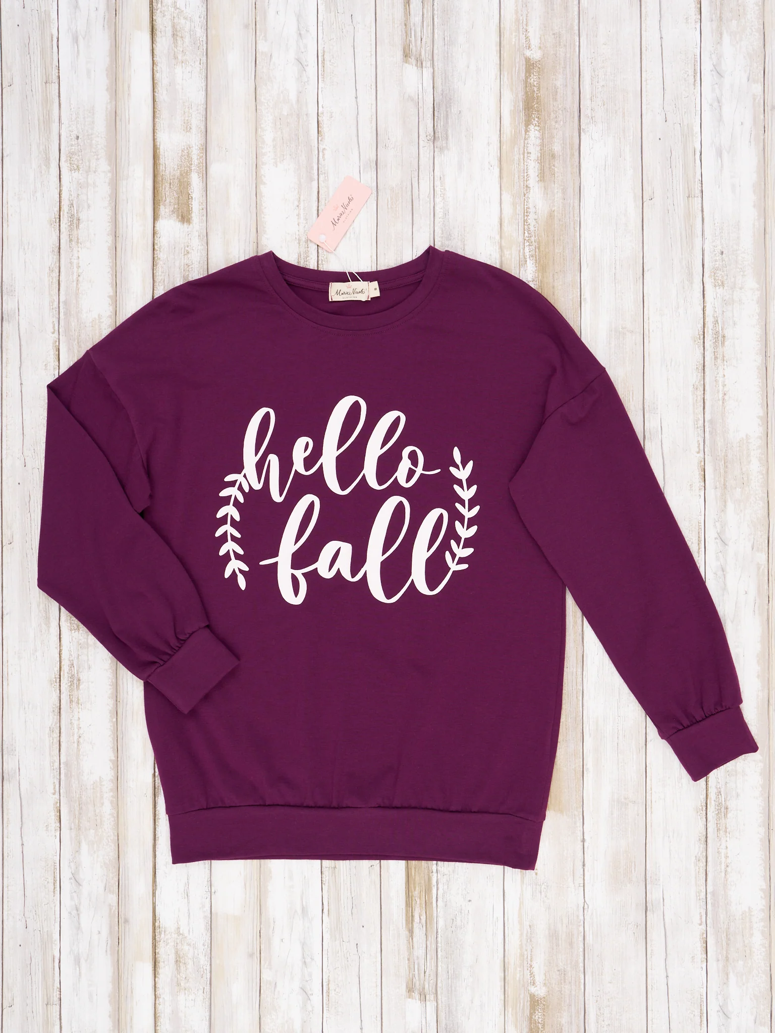 Mom & Me "Hello Fall" Plum Crewneck - Image 4