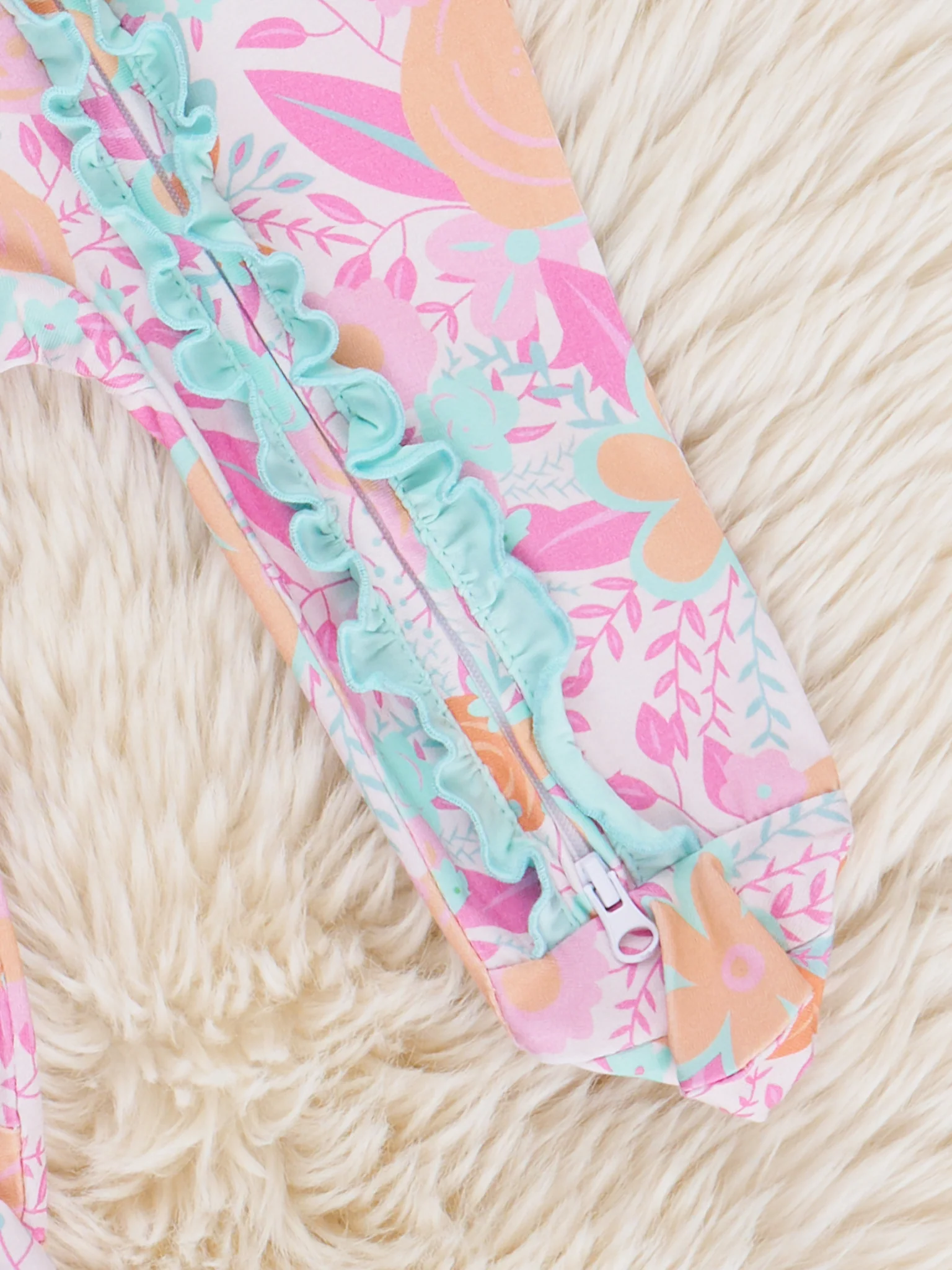 Hibiscus Buds Ruffle Footed Sleeper Pajamas - Image 5