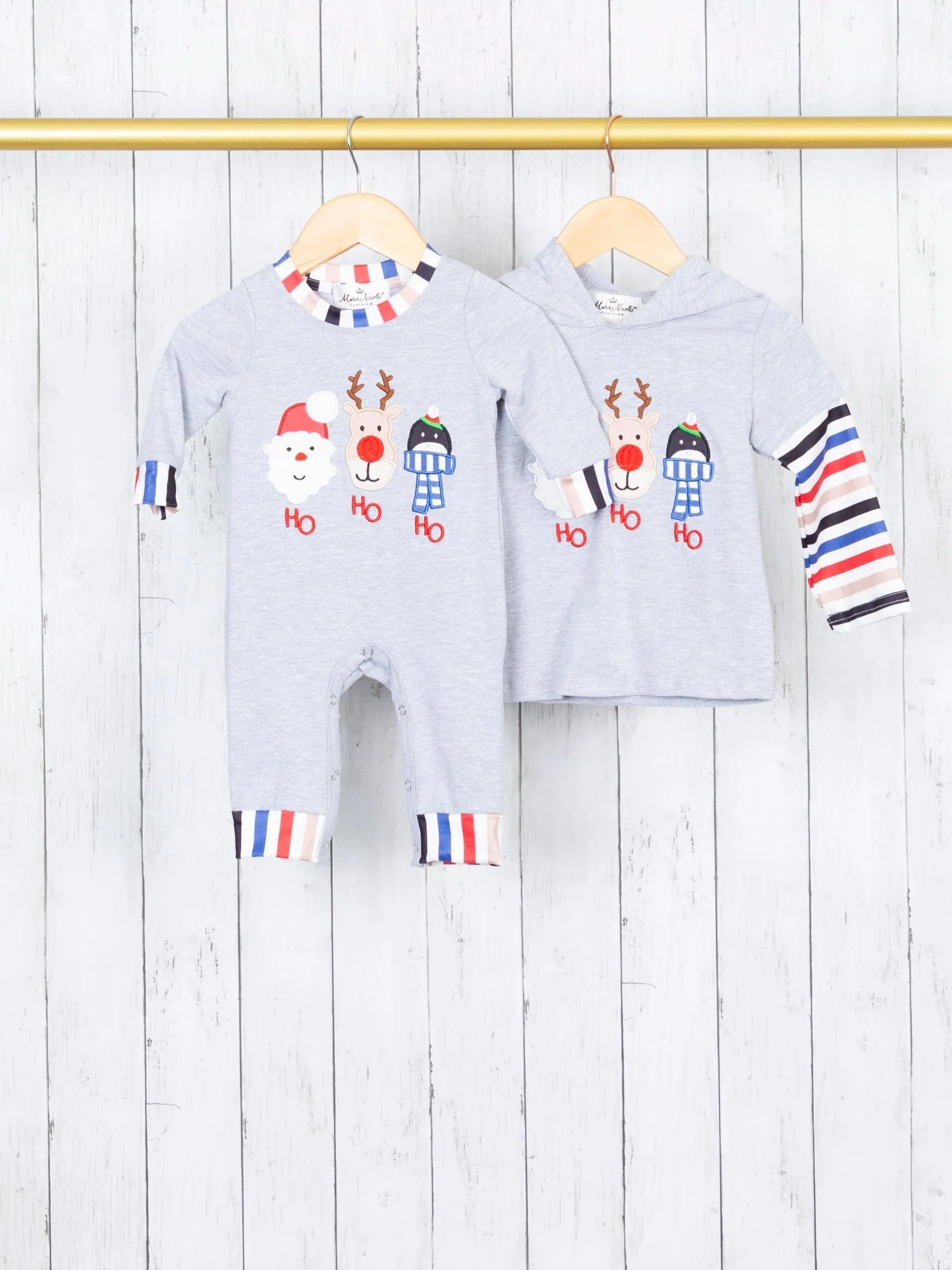 "HO HO HO" Striped Hoodie - Image 3