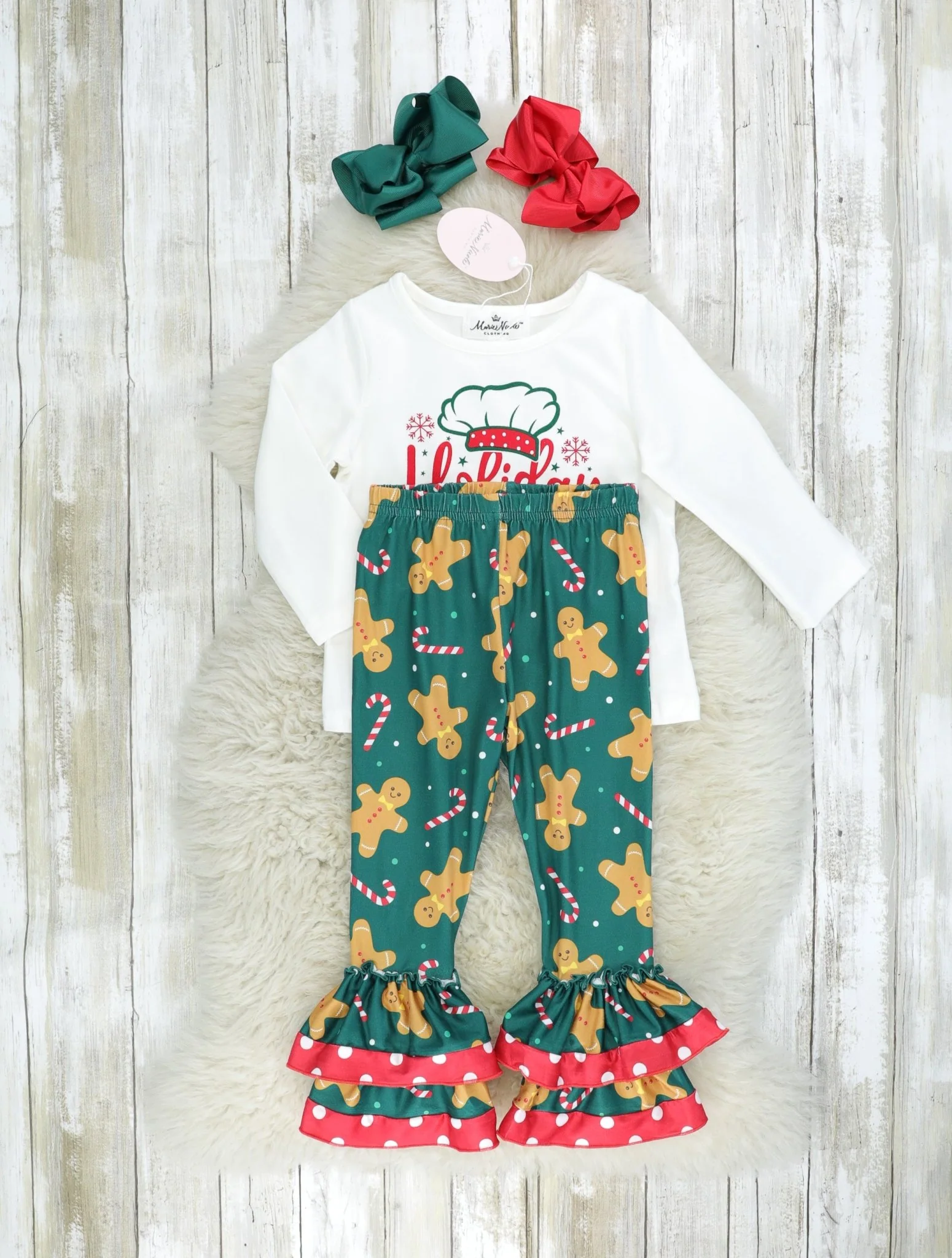 "Holiday Baking Crew" Gingerbread Ruffle Outfit - Image 2