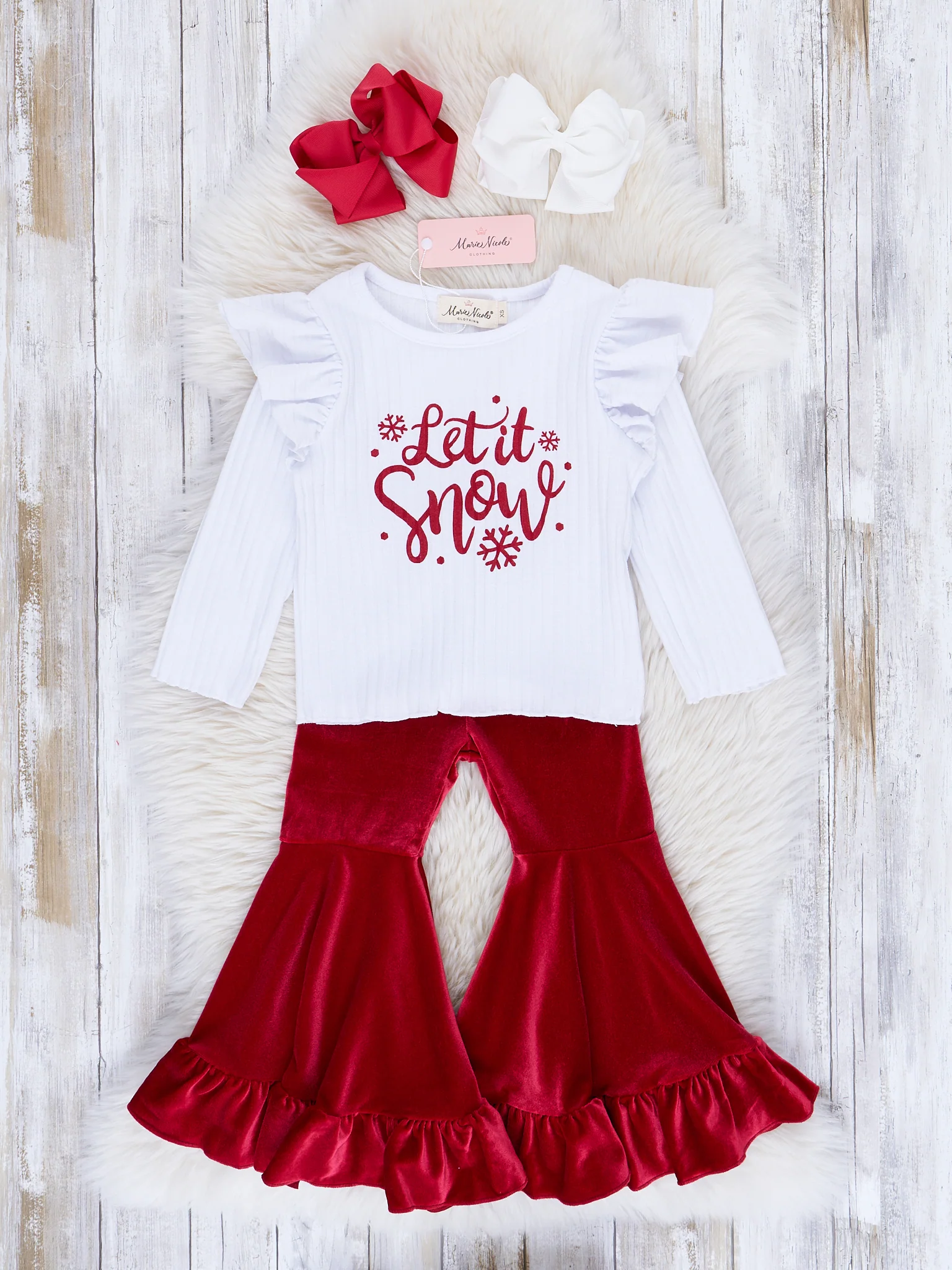 Holiday Cheer Velvet Bell Bottom Outfit - Image 3