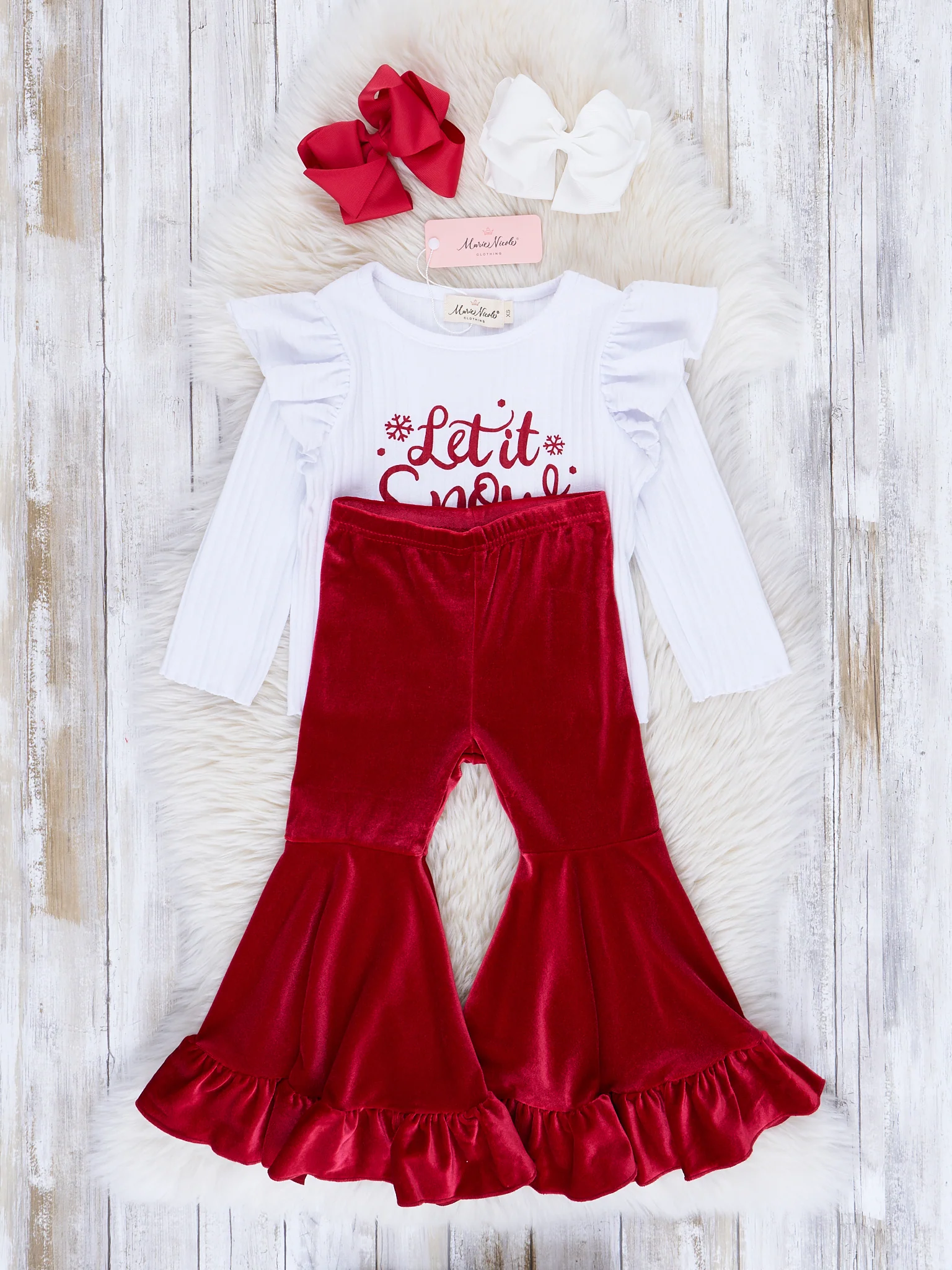 Holiday Cheer Velvet Bell Bottom Outfit - Image 4