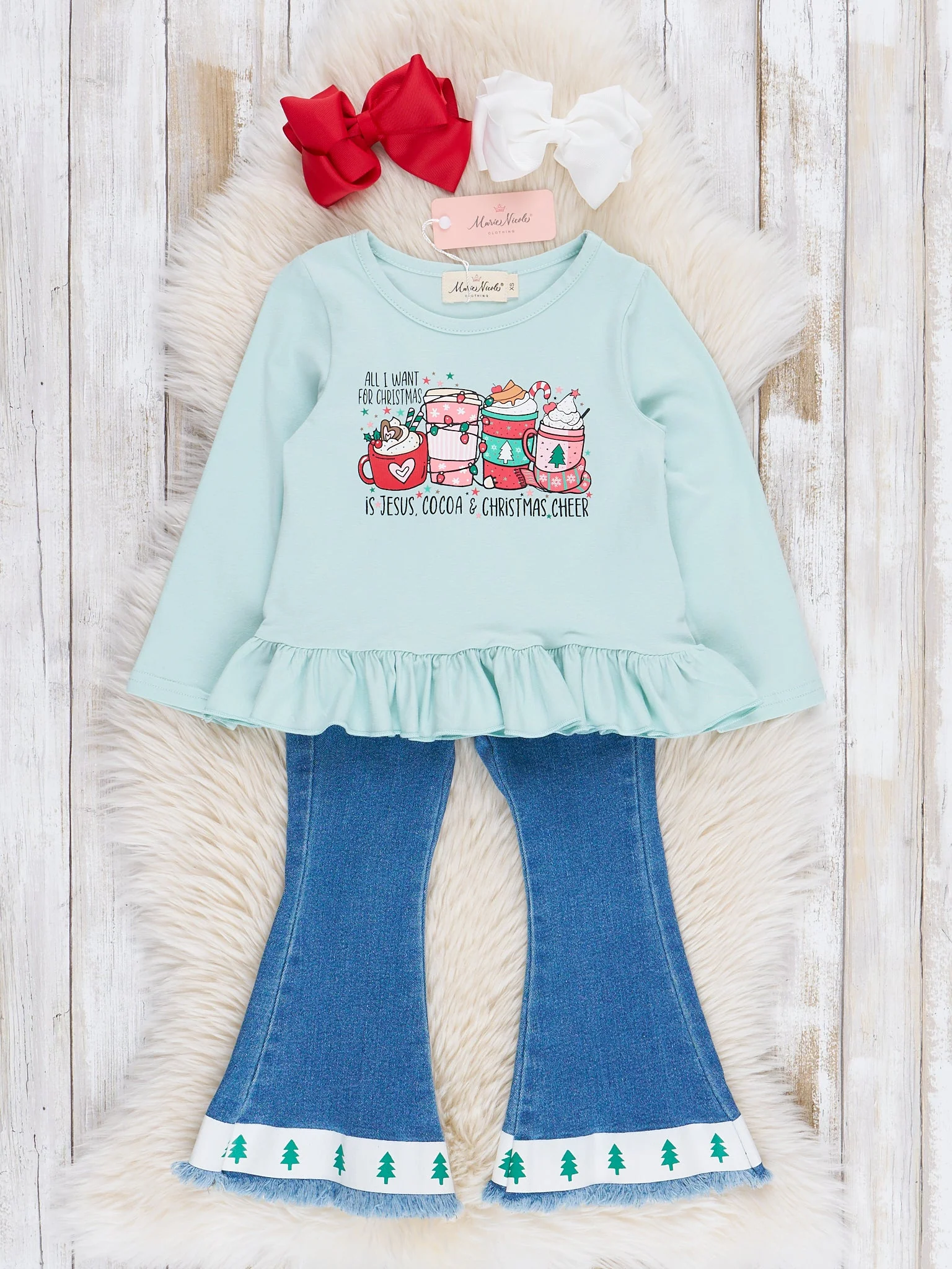 Holiday Drinks Denim Bell Bottoms Outfit - Image 2