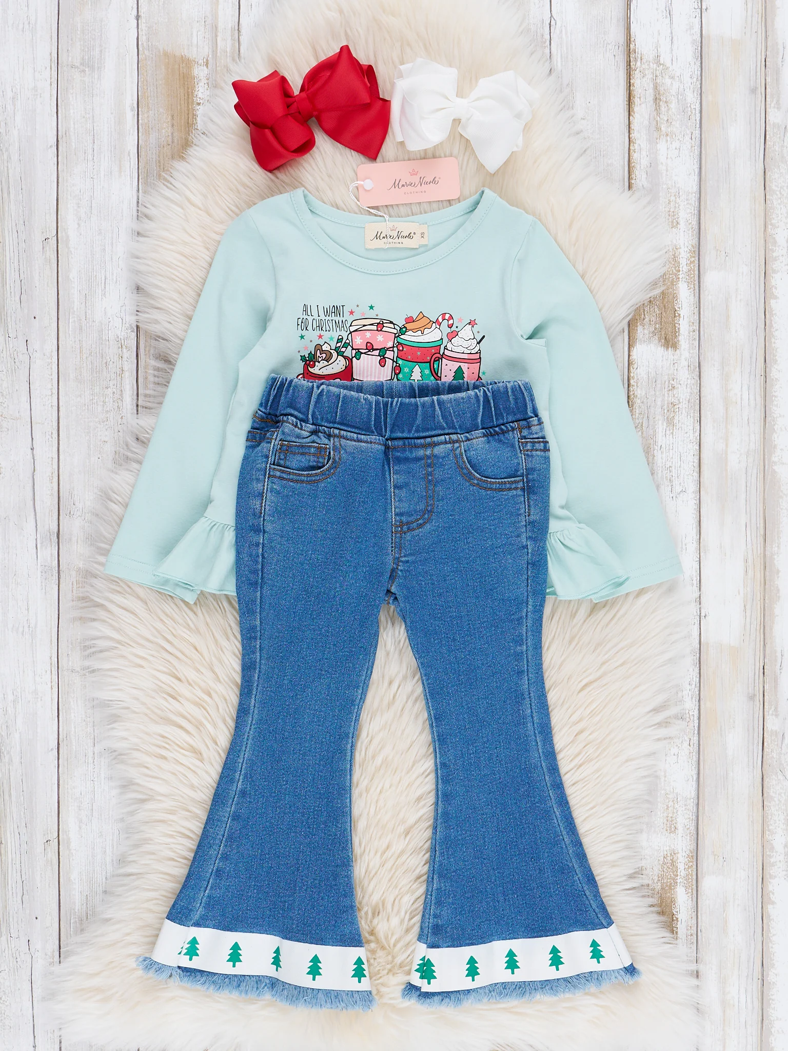 Holiday Drinks Denim Bell Bottoms Outfit - Image 3