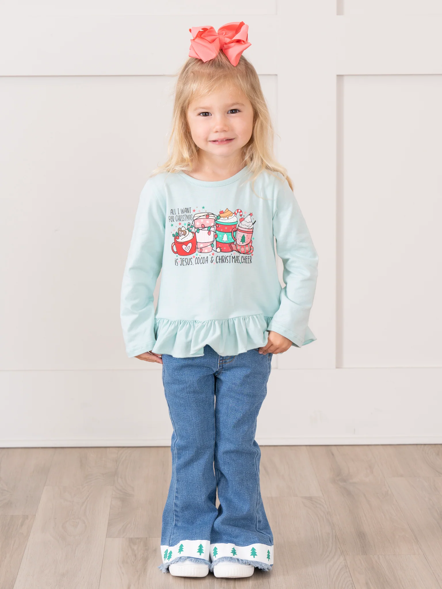 Holiday Drinks Denim Bell Bottoms Outfit - Image 5