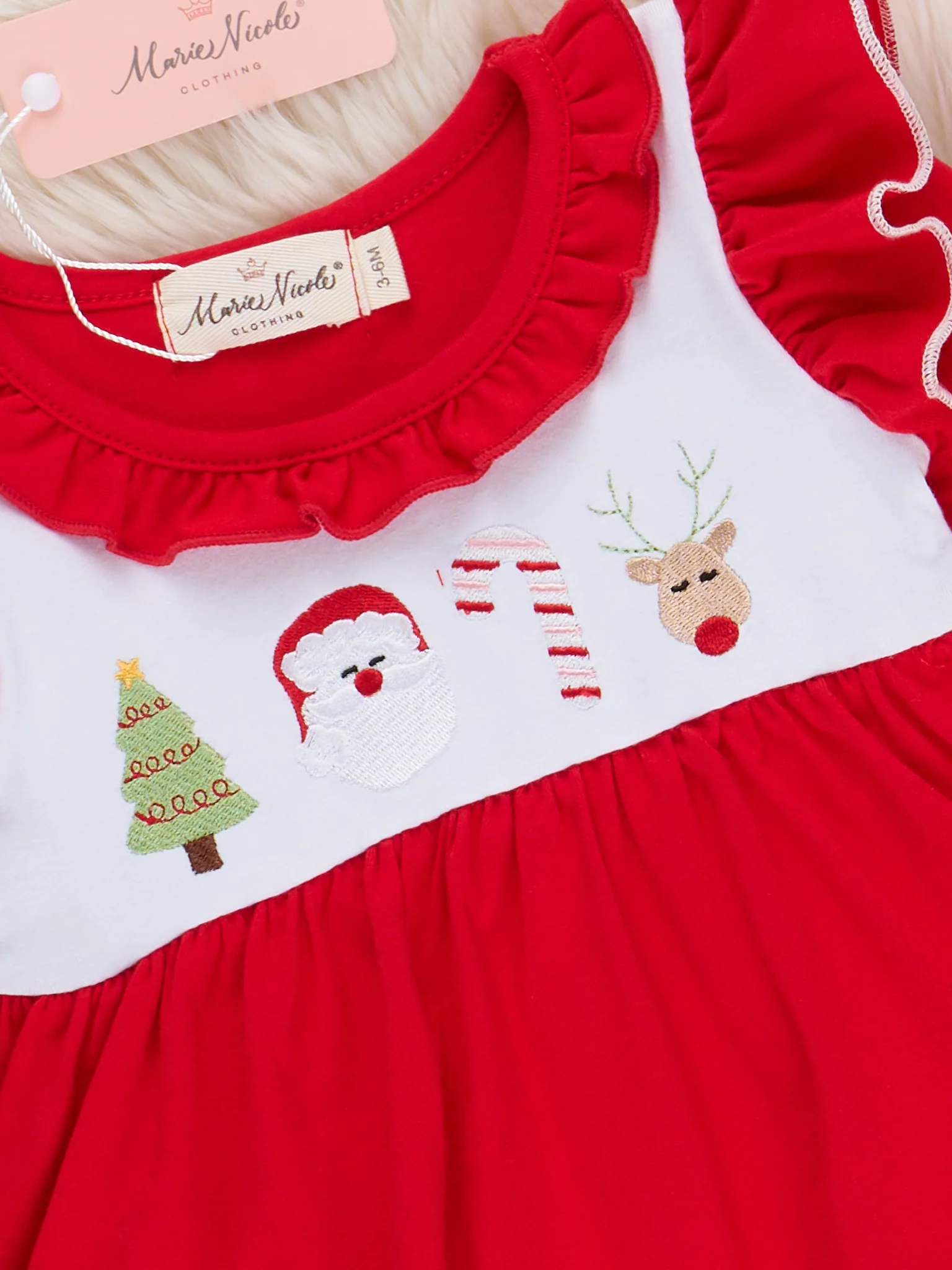 Holiday Embroidered Ruffle Bubble Romper - Image 2