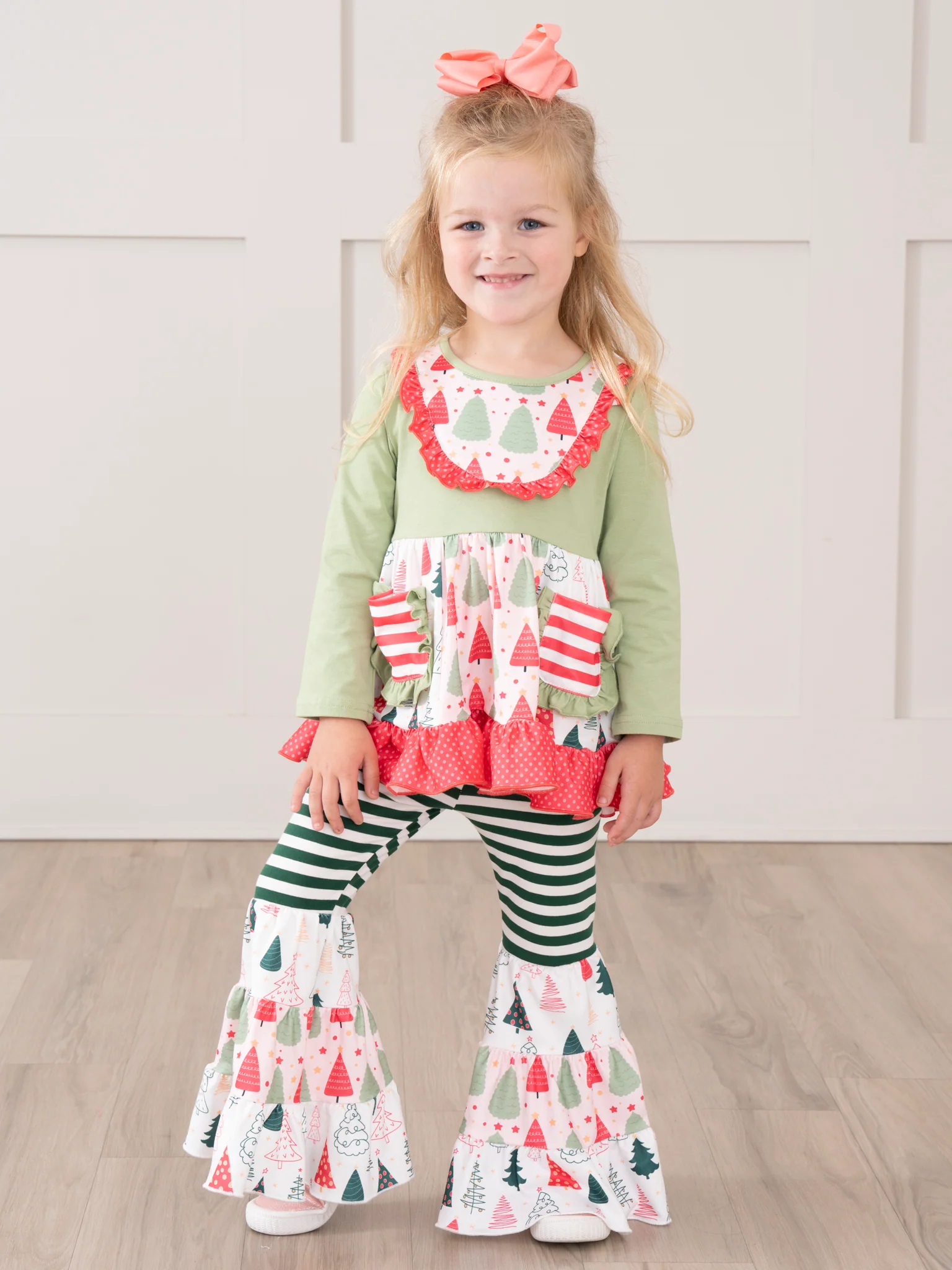 Holiday Evergreens Pocket Flara Bells Outfit