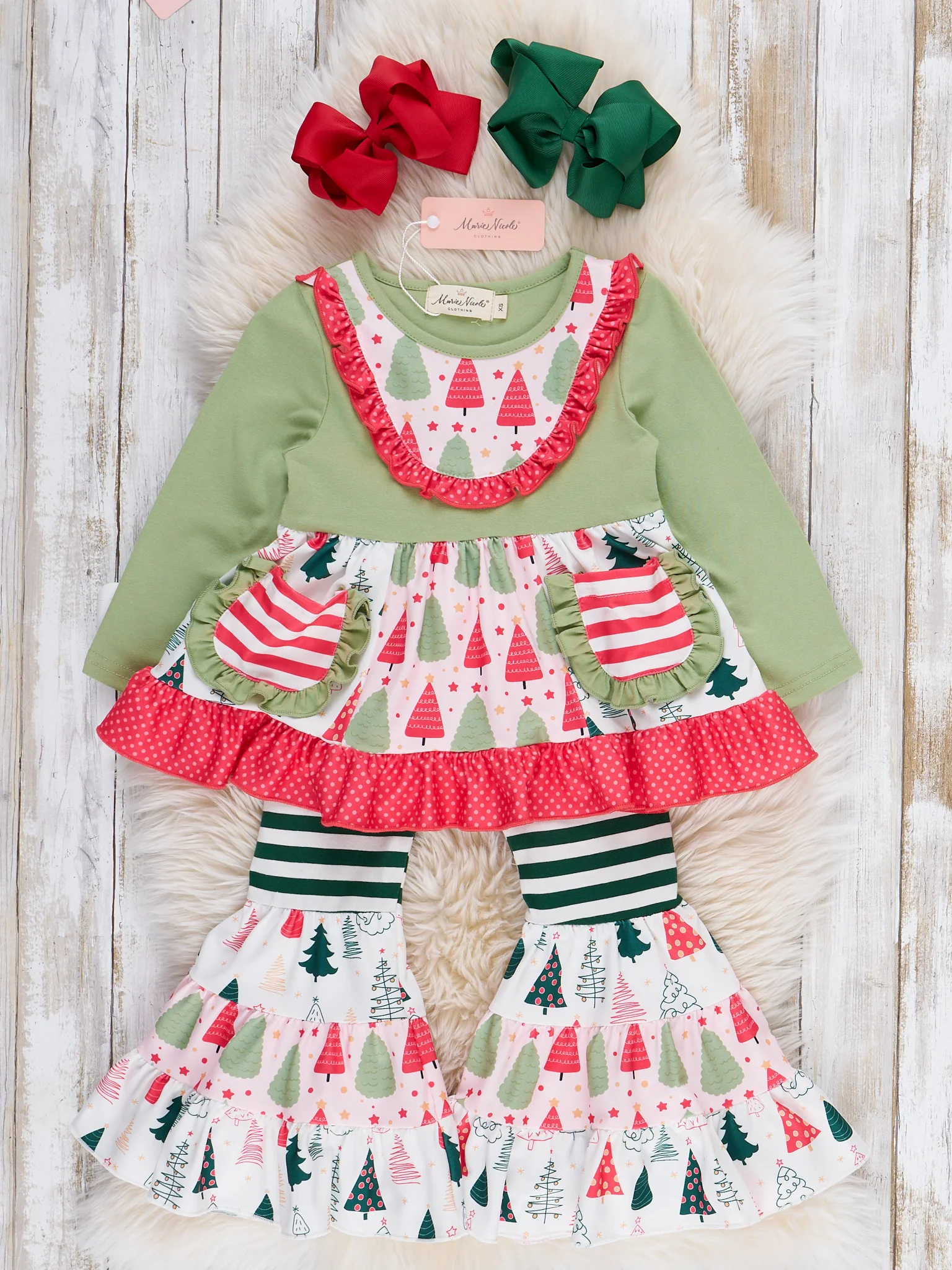 Holiday Evergreens Pocket Flara Bells Outfit - Image 2