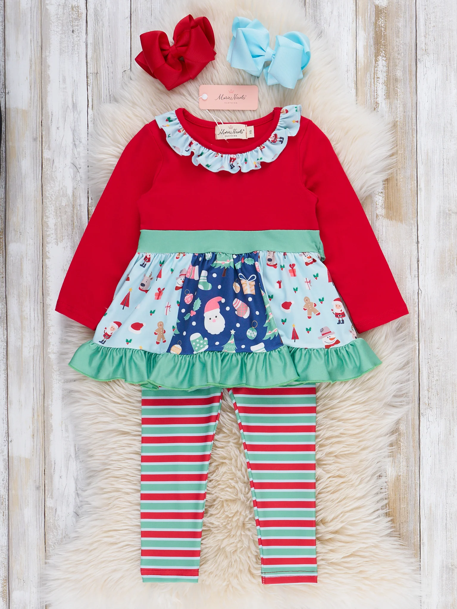 Holiday Patchwork Ruffle Outfit