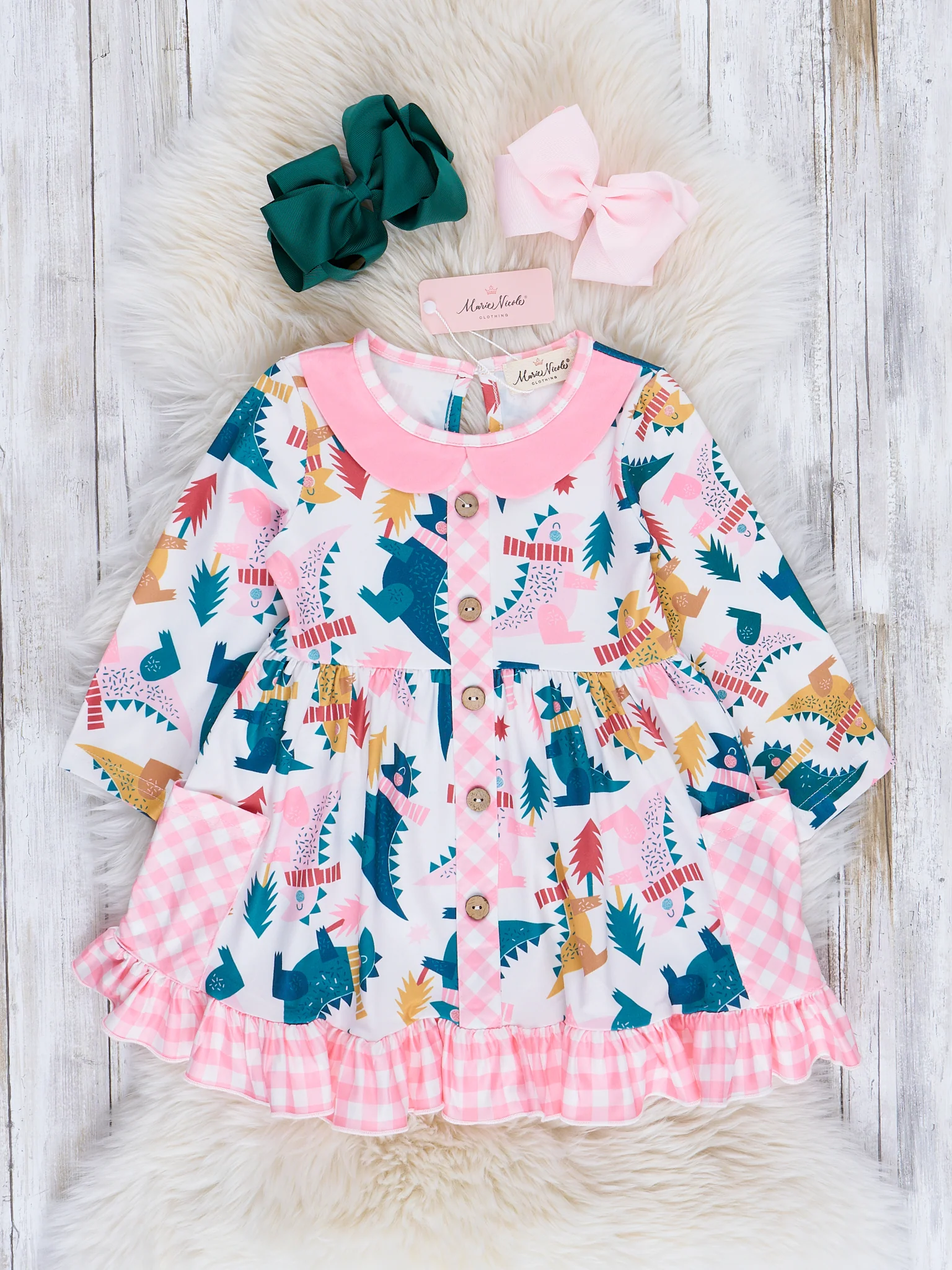 Holiday Time Gingham & Plaid Ruffle Dress - Image 2