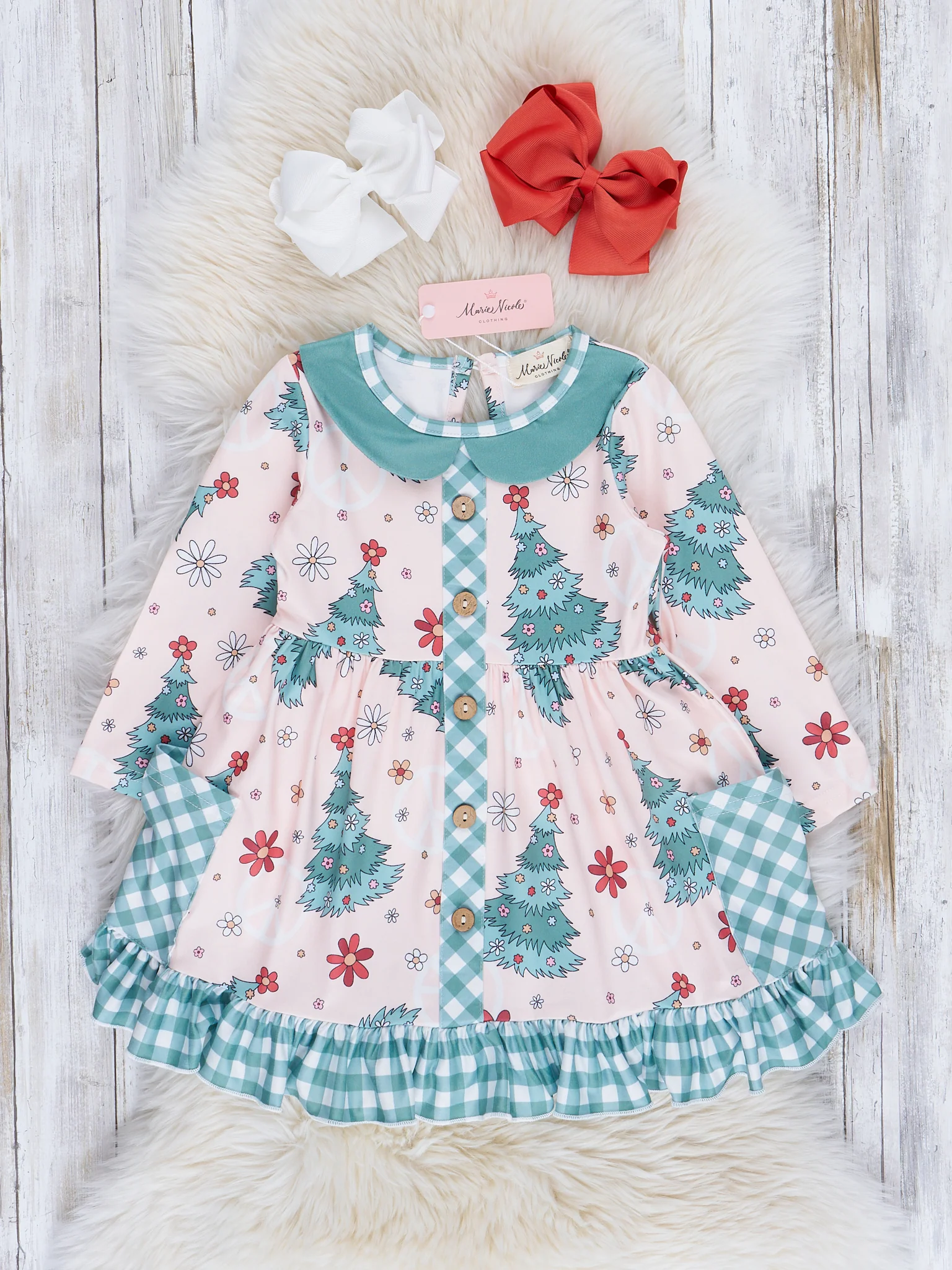 Holiday Time Gingham & Plaid Ruffle Dress - Image 4