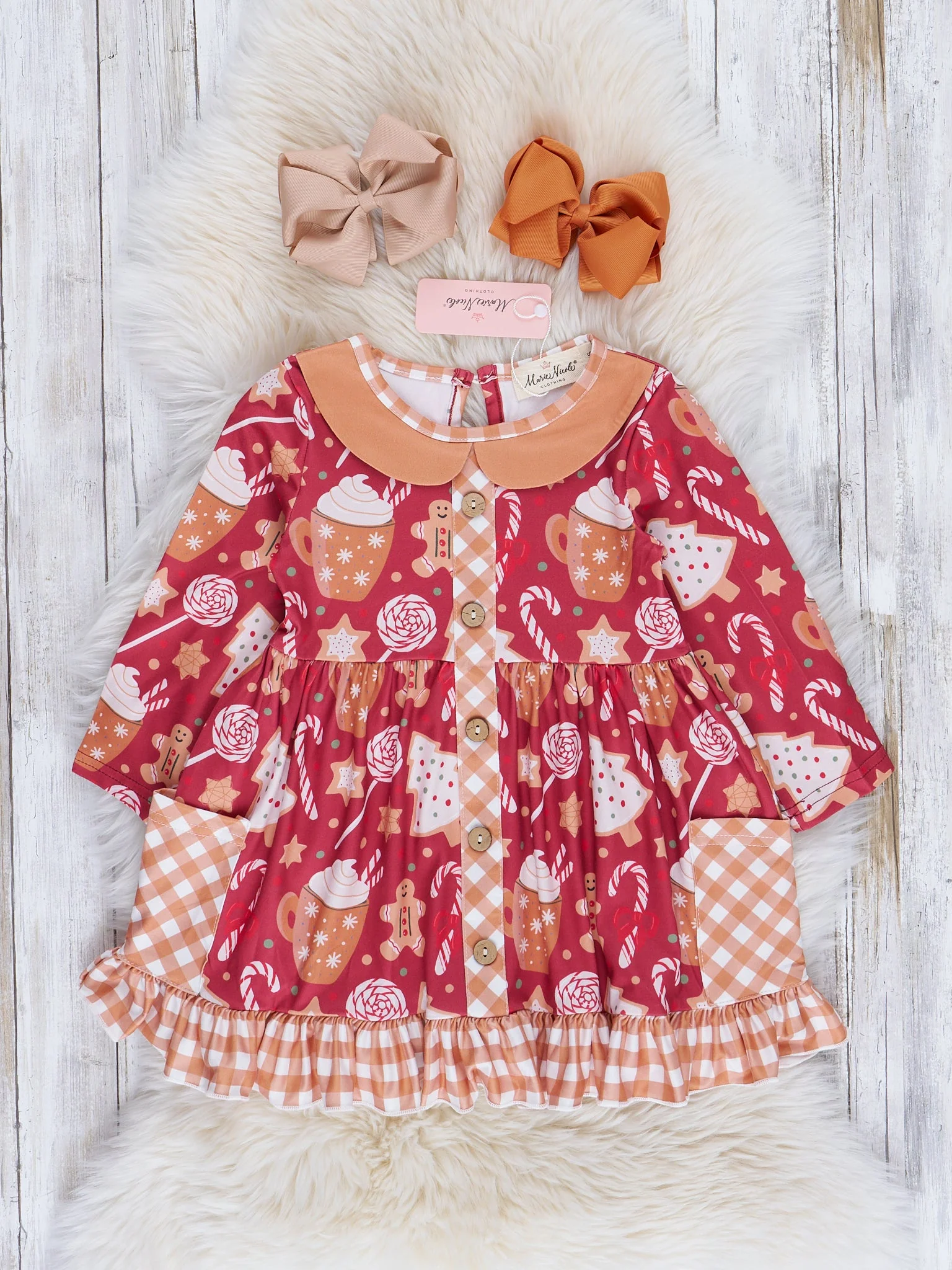Holiday Time Gingham & Plaid Ruffle Dress - Image 5