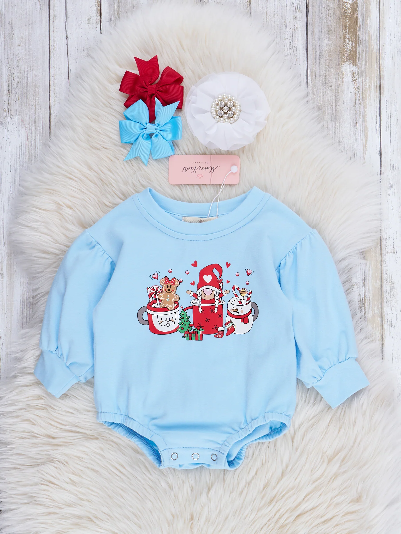 Holiday Time Romper Outfit w/ Tulle Skirt - Image 2
