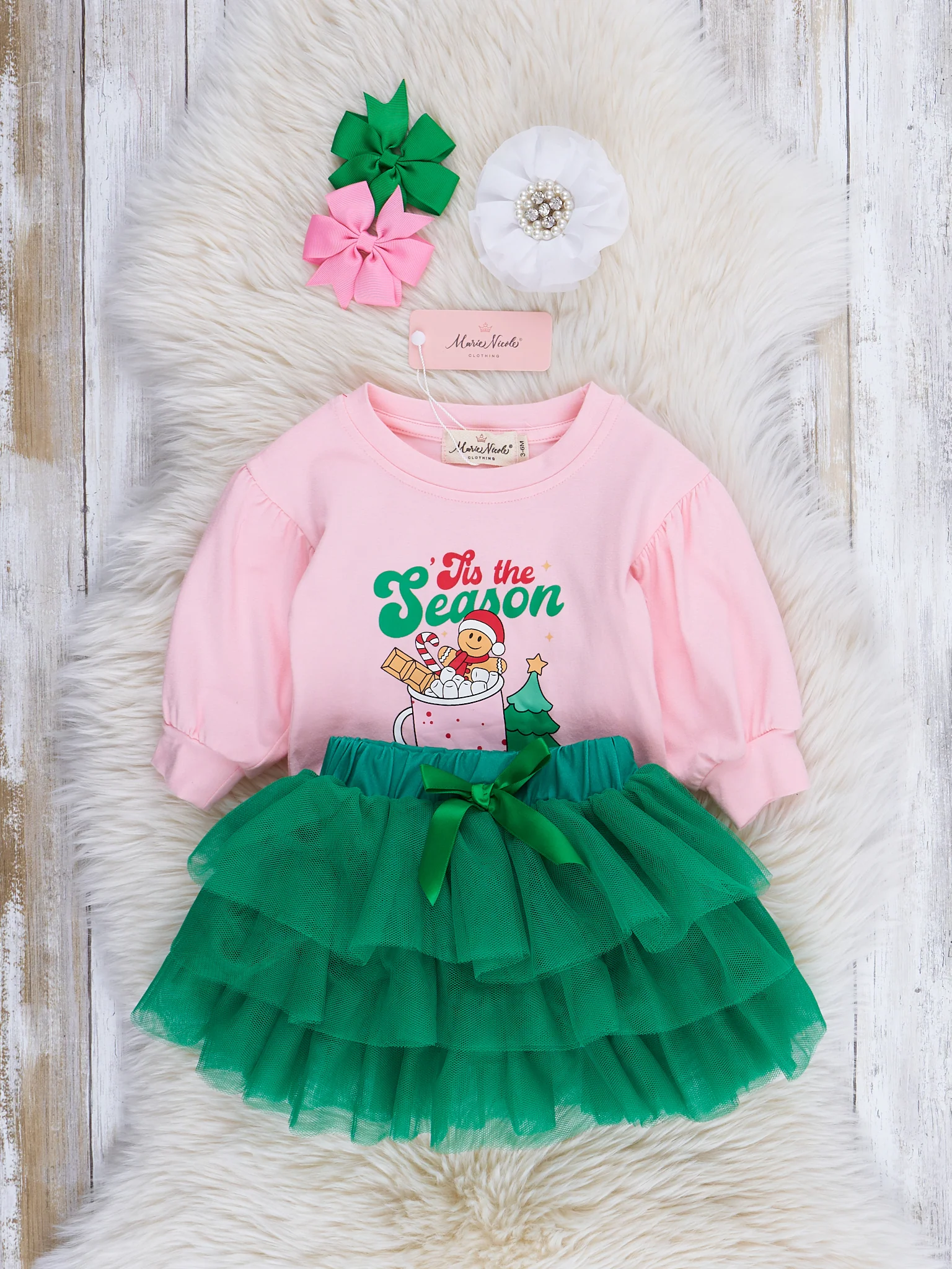Holiday Time Romper Outfit w/ Tulle Skirt - Image 4