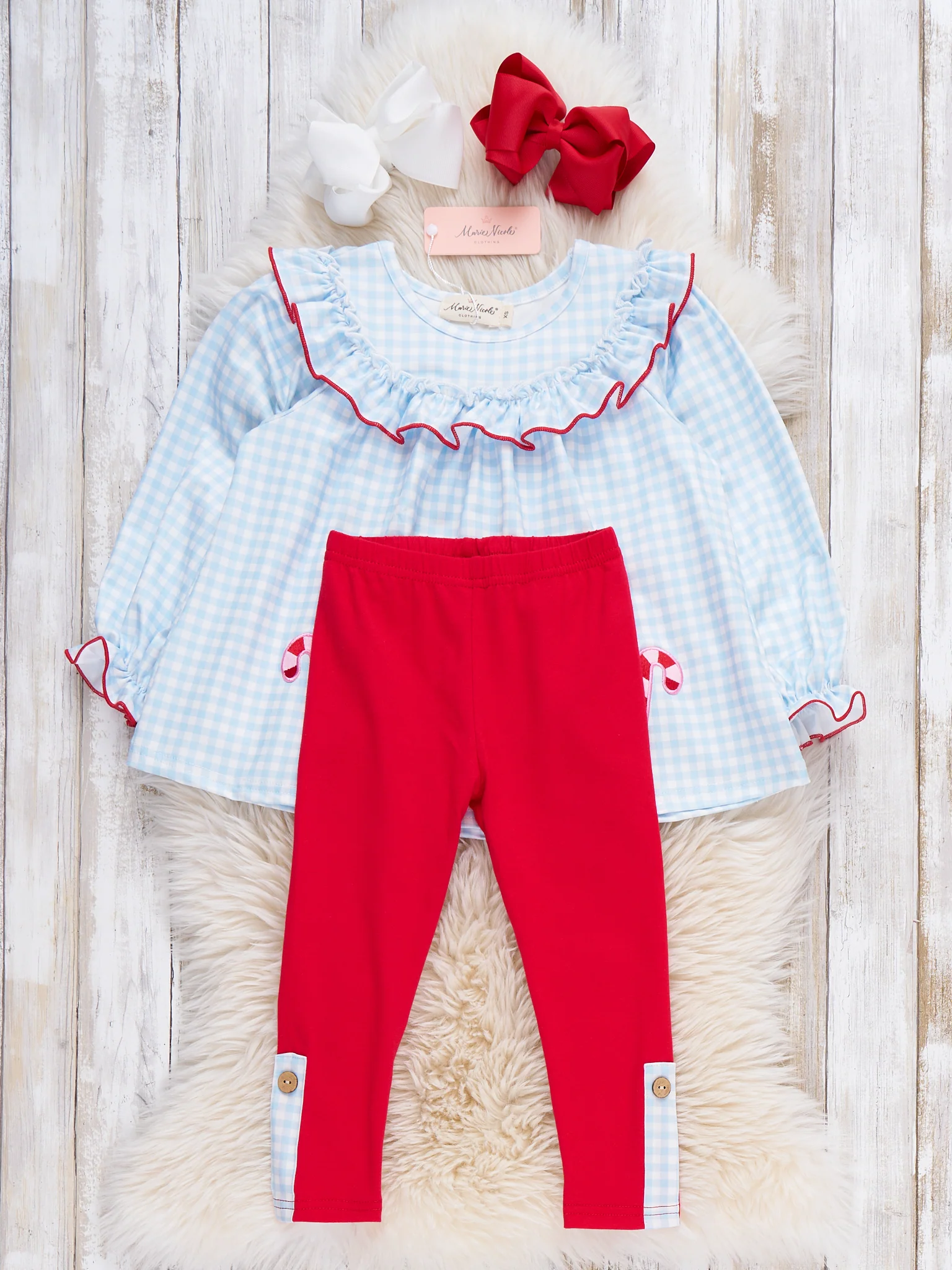 Holiday Treats Embroidered Plaid Outfit - Image 3