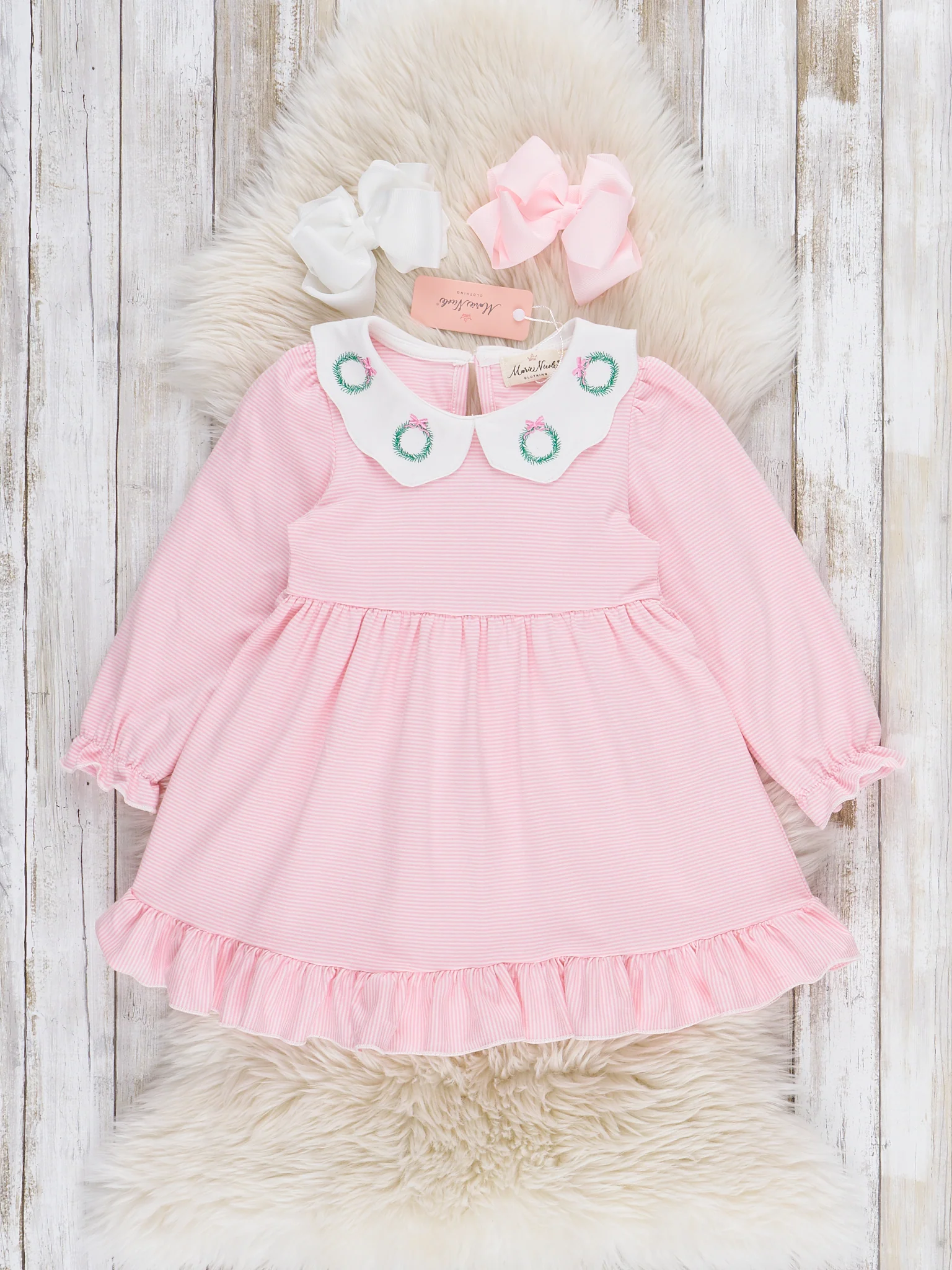 Holiday Wreath Scallop Collar Dress - Image 2