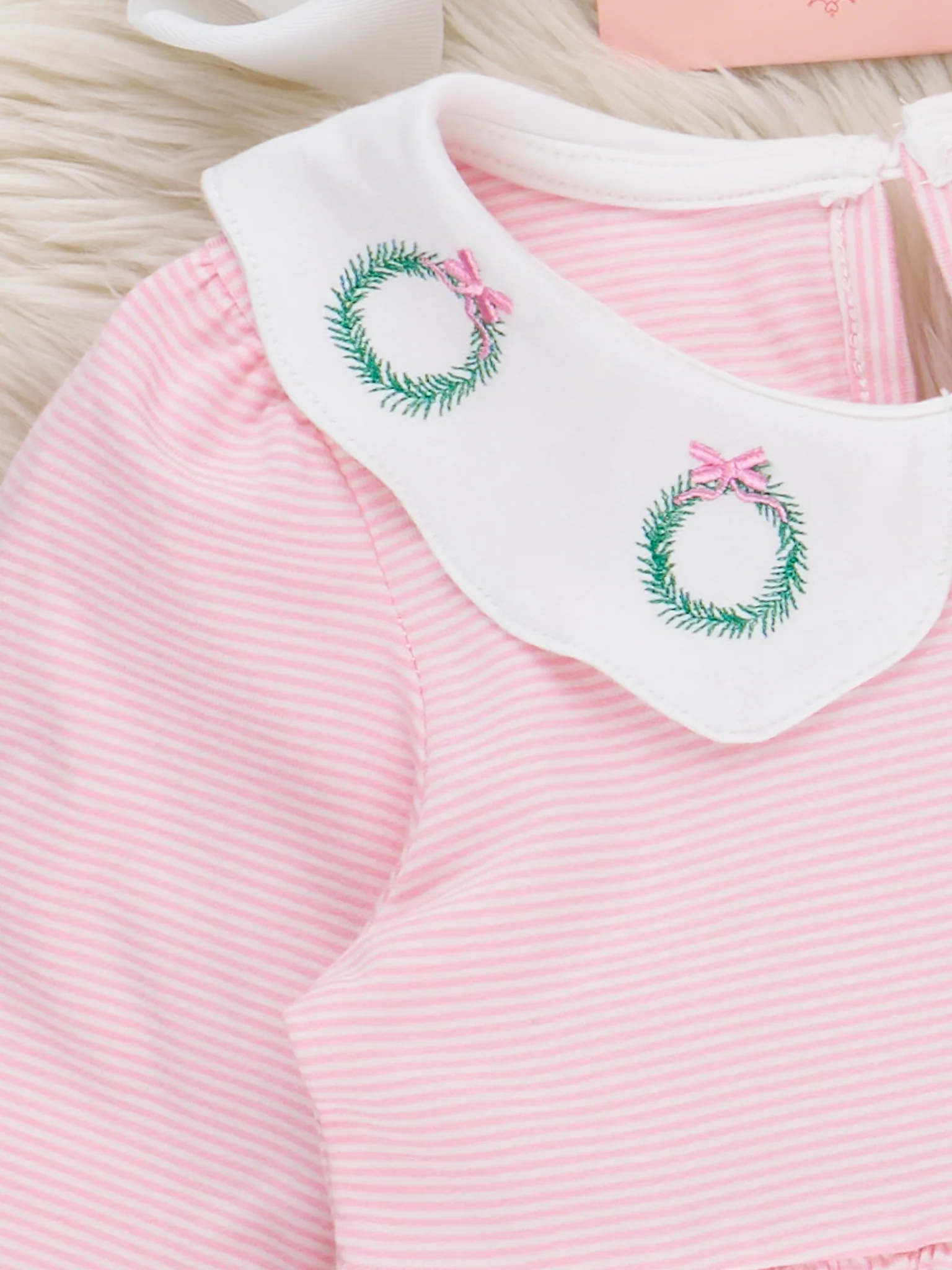 Holiday Wreath Scallop Collar Dress - Image 3