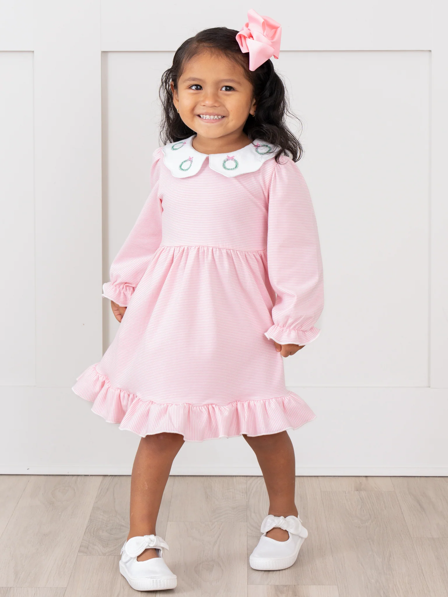 Holiday Wreath Scallop Collar Dress - Image 5