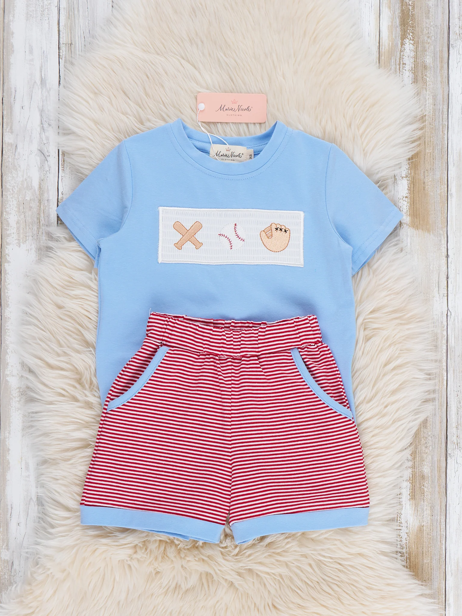 Home Run Batter Smocked Cotton Outfit - Image 3