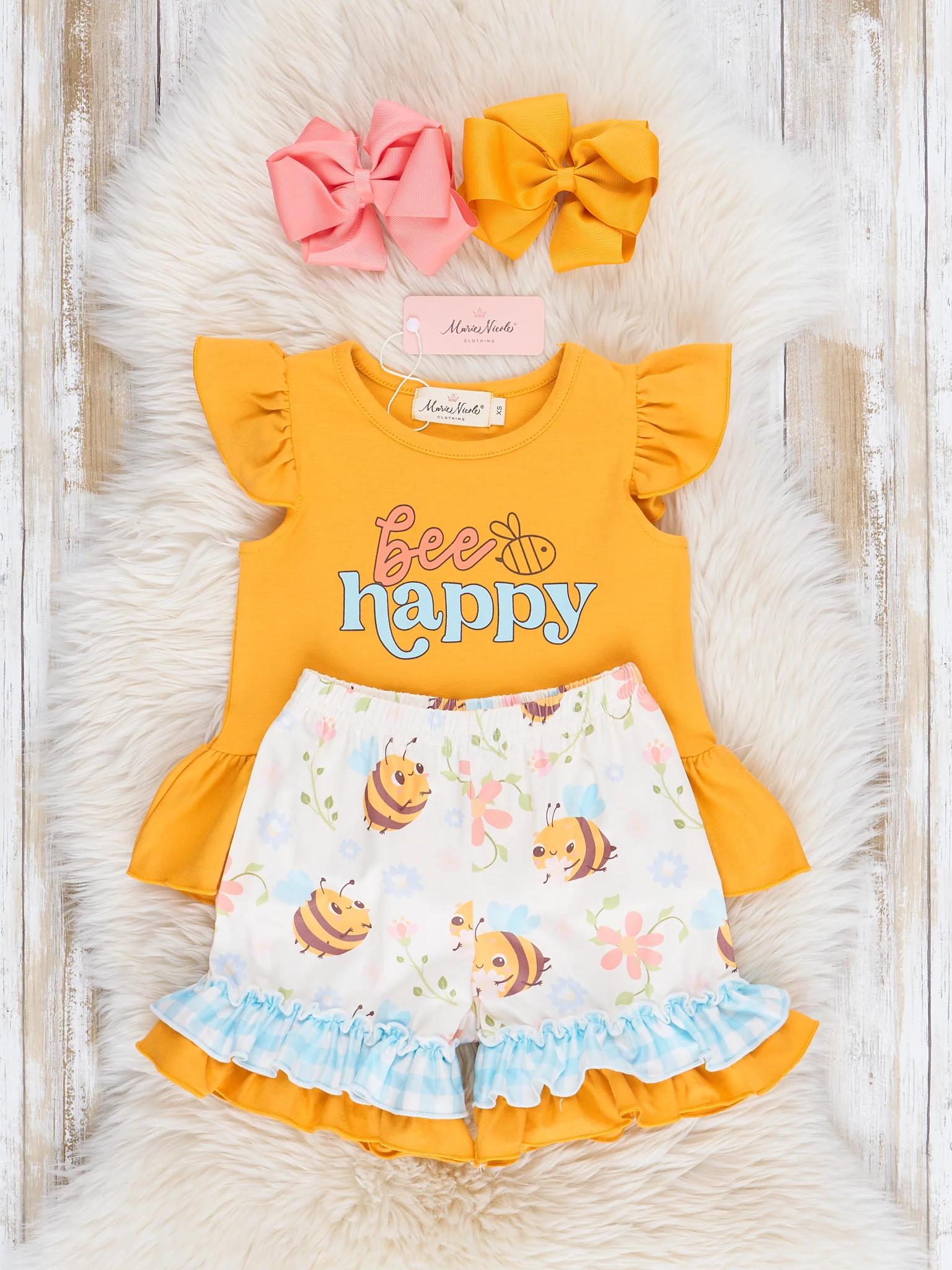 Honey Bee Gingham Ruffle Outfit - Image 3
