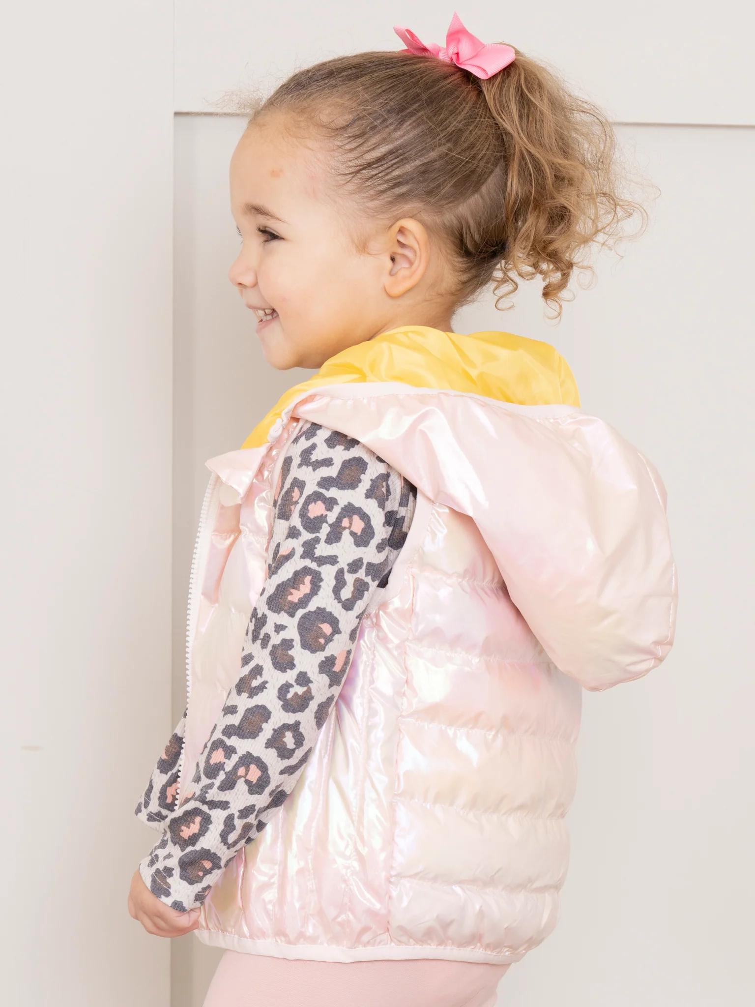 Hooded Iridescent Puffer Vest - Blush - Image 4