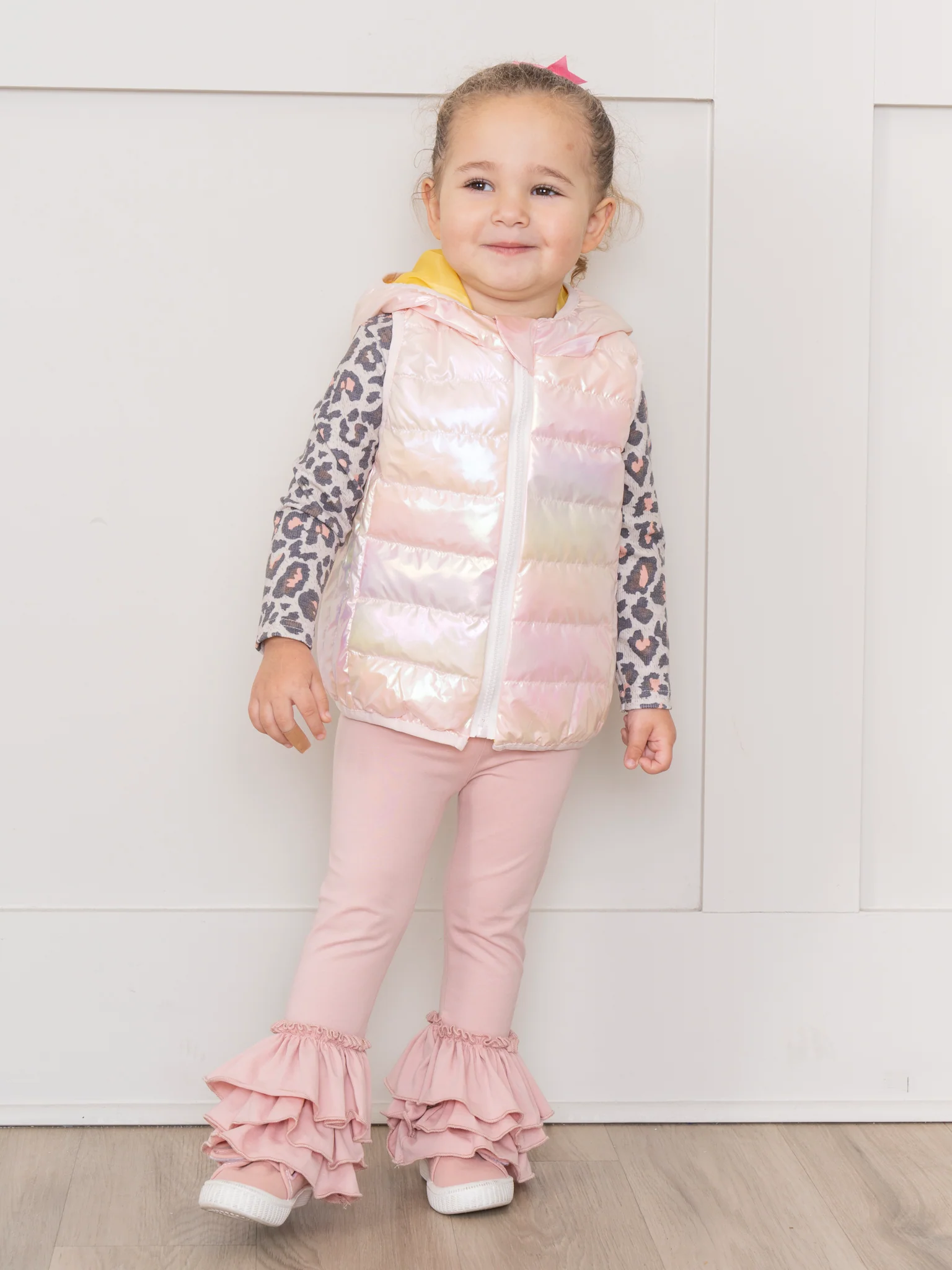Hooded Iridescent Puffer Vest - Blush - Image 6