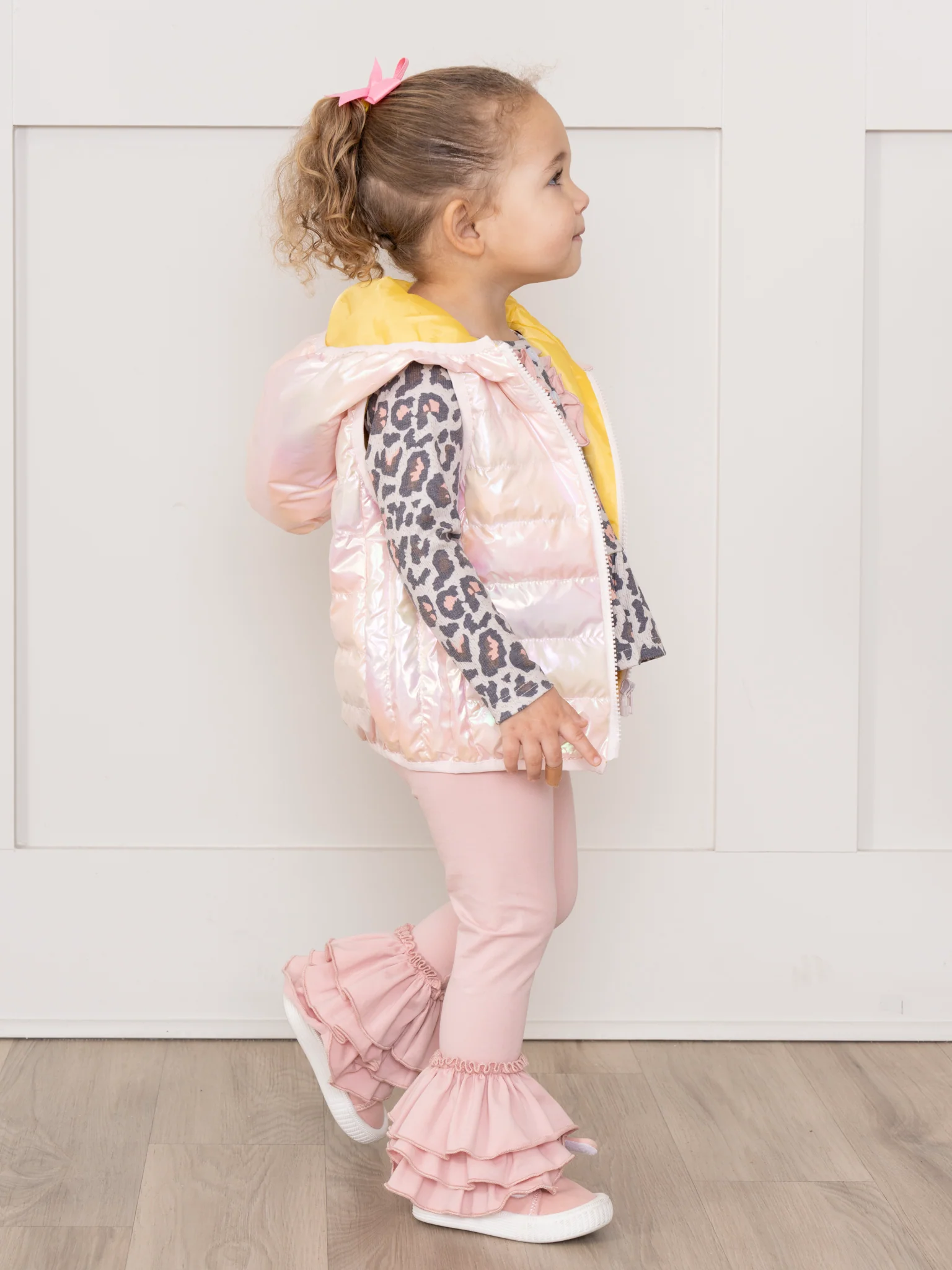 Hooded Iridescent Puffer Vest - Blush - Image 7