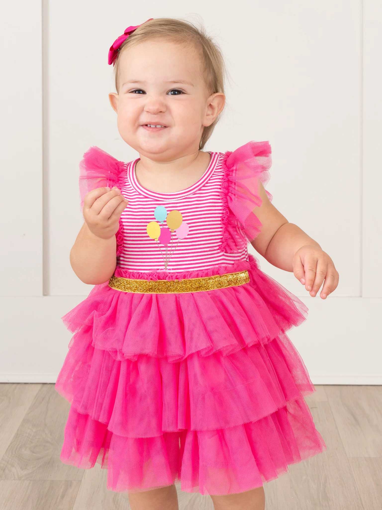 Hot Pink Birthday Balloons Tiered Tulle Dress - Image 5