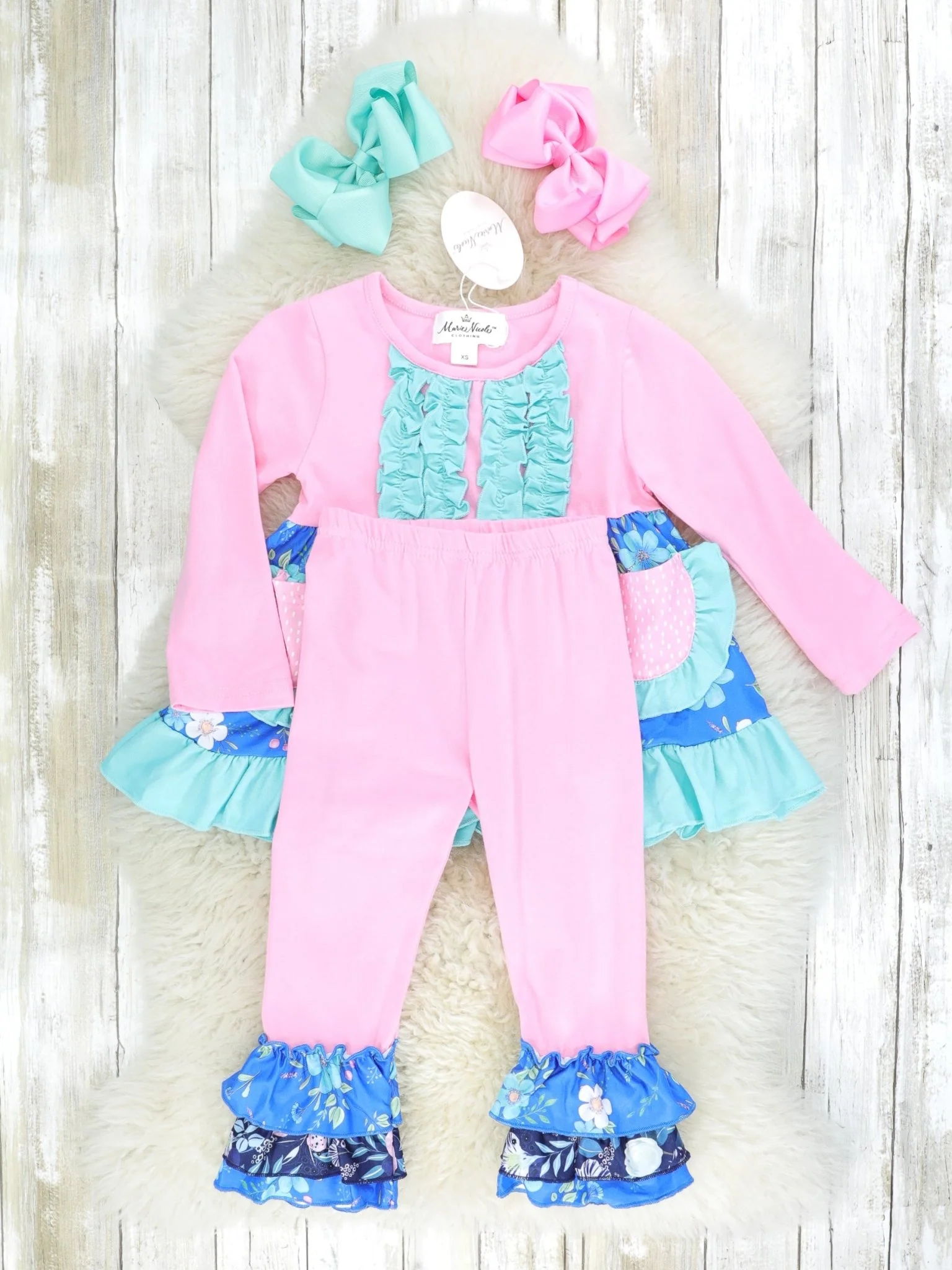 Hot Pink Floral Ruffle Outfit - Image 2