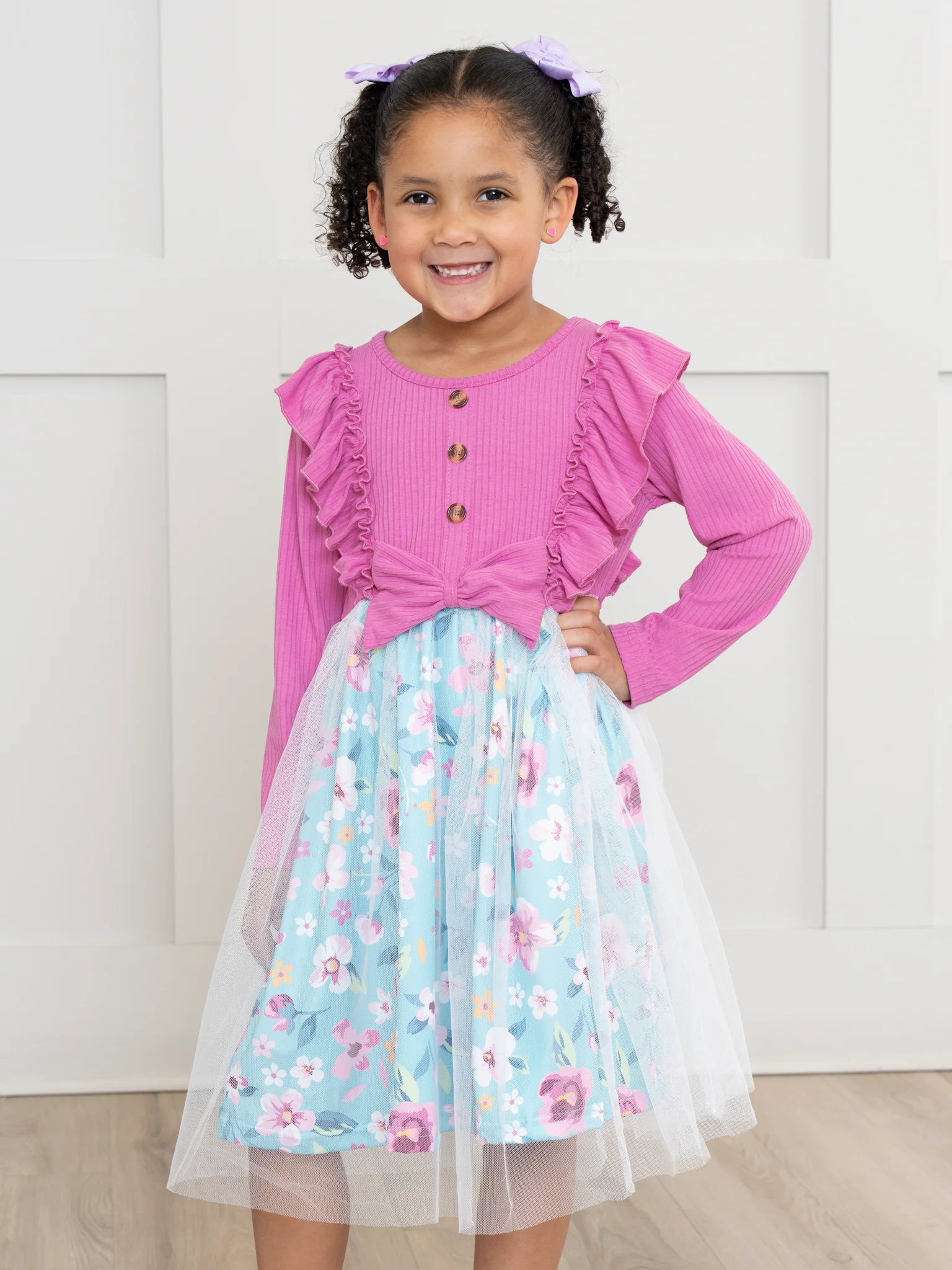 Hot Pink Garden Ruffle Tulle Dress - Image 3