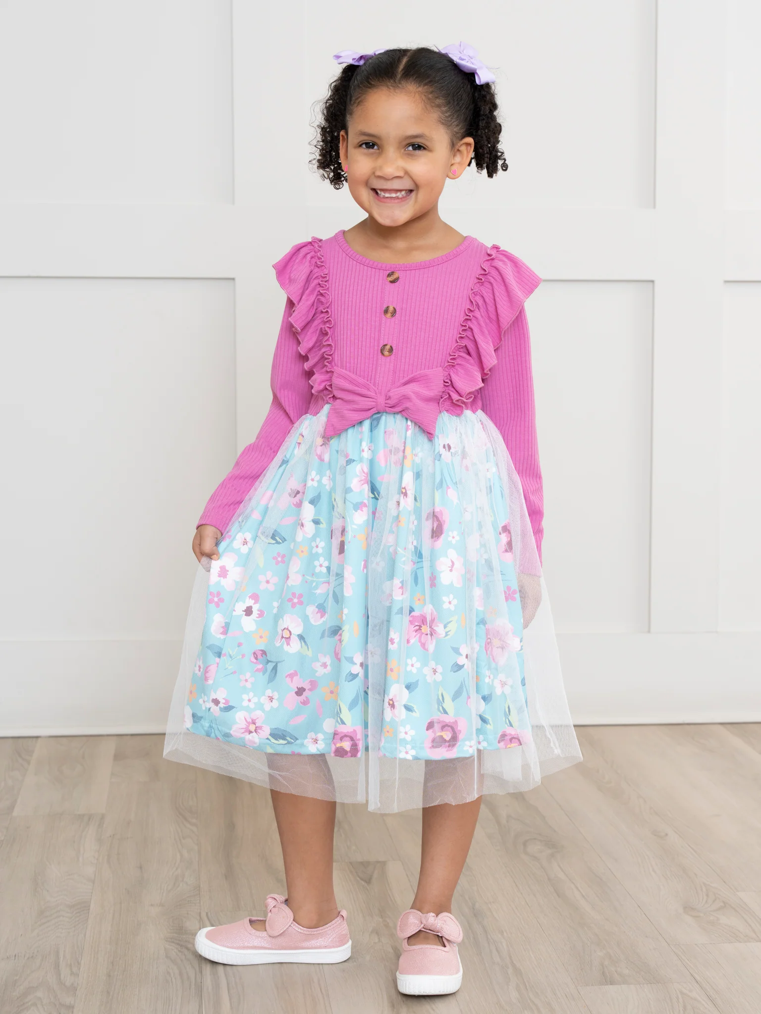 Hot Pink Garden Ruffle Tulle Dress - Image 4