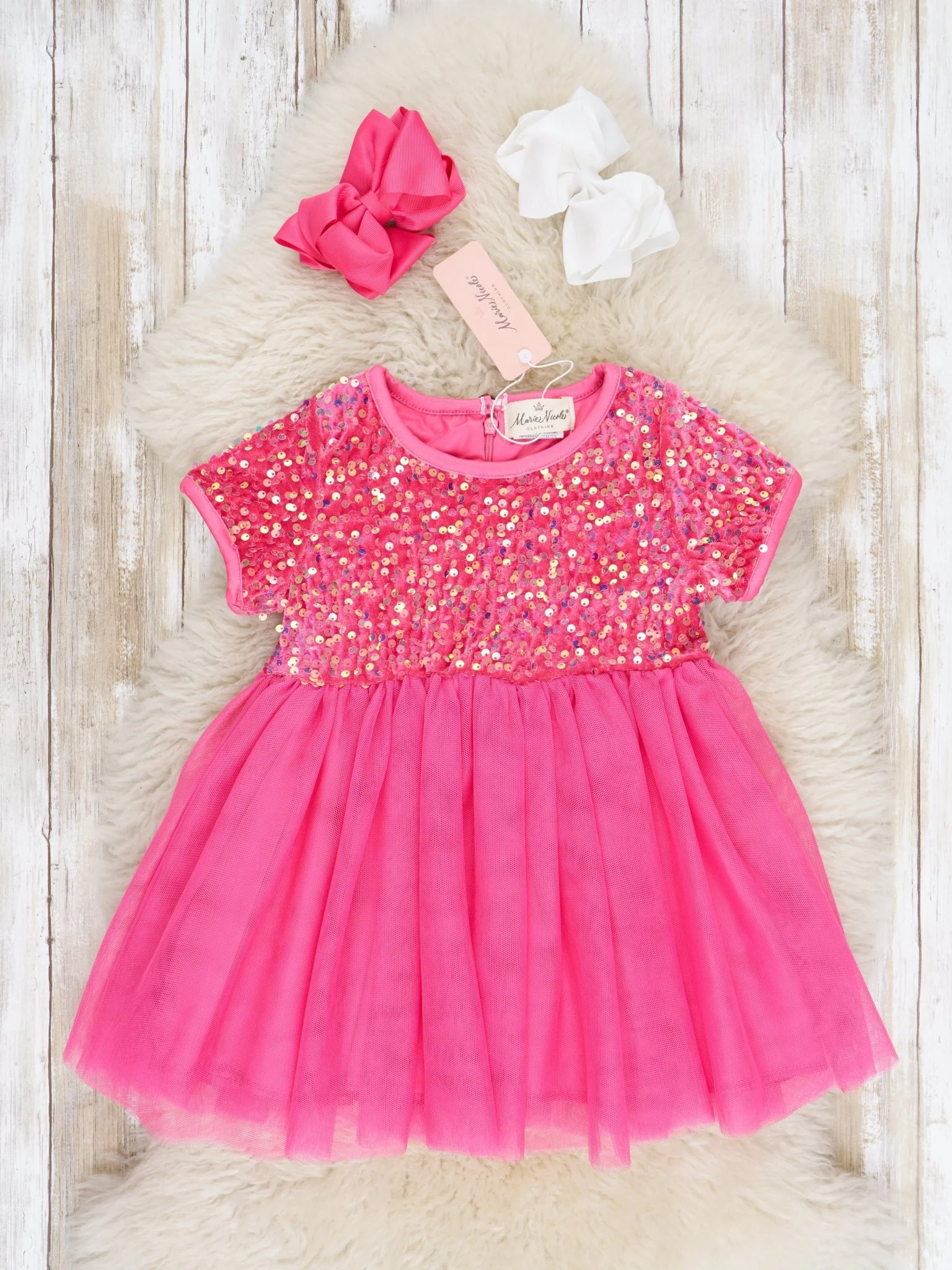 Hot Pink Sparkly Tulle Swing Dress - Image 2