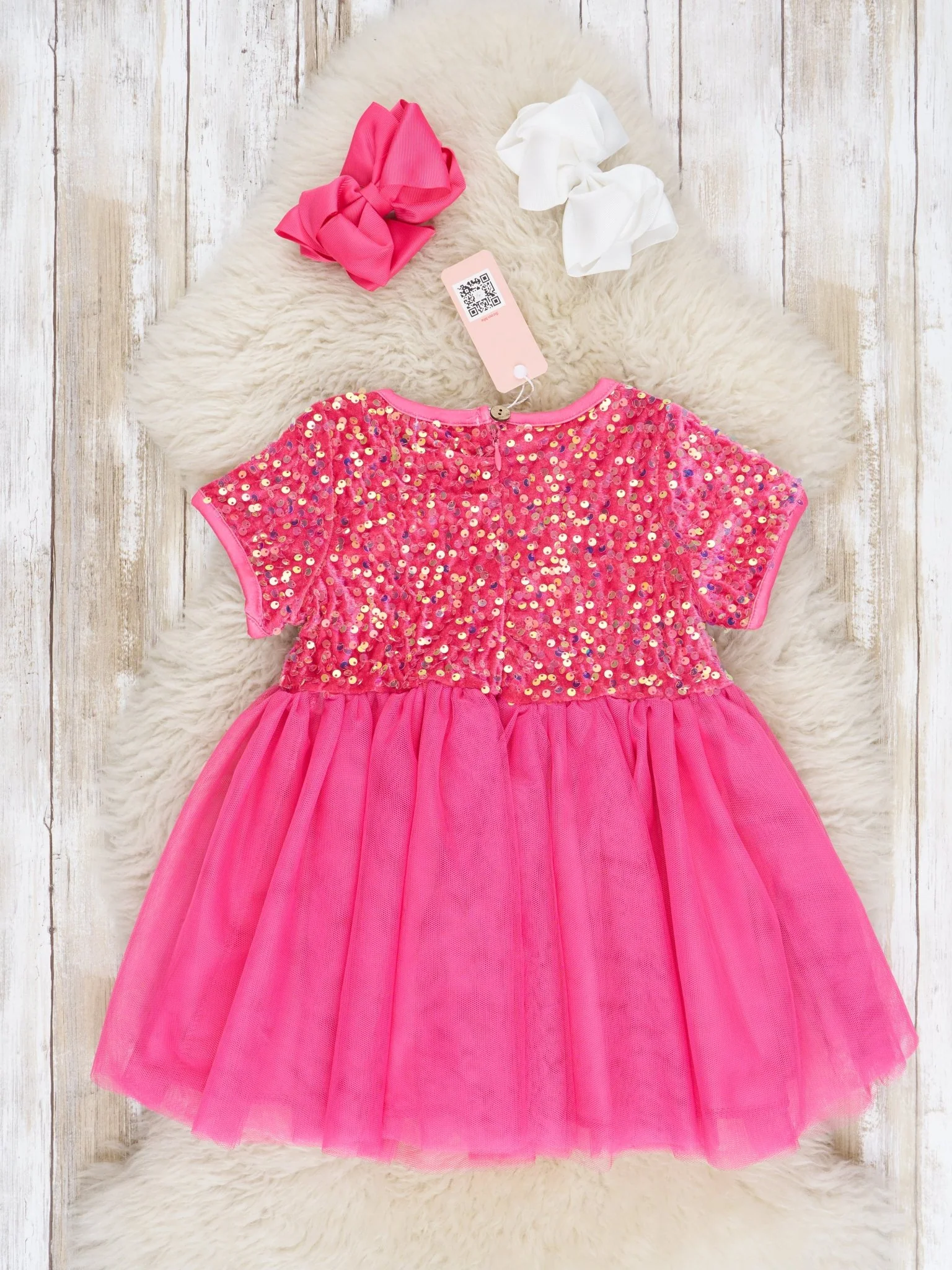 Hot Pink Sparkly Tulle Swing Dress - Image 3