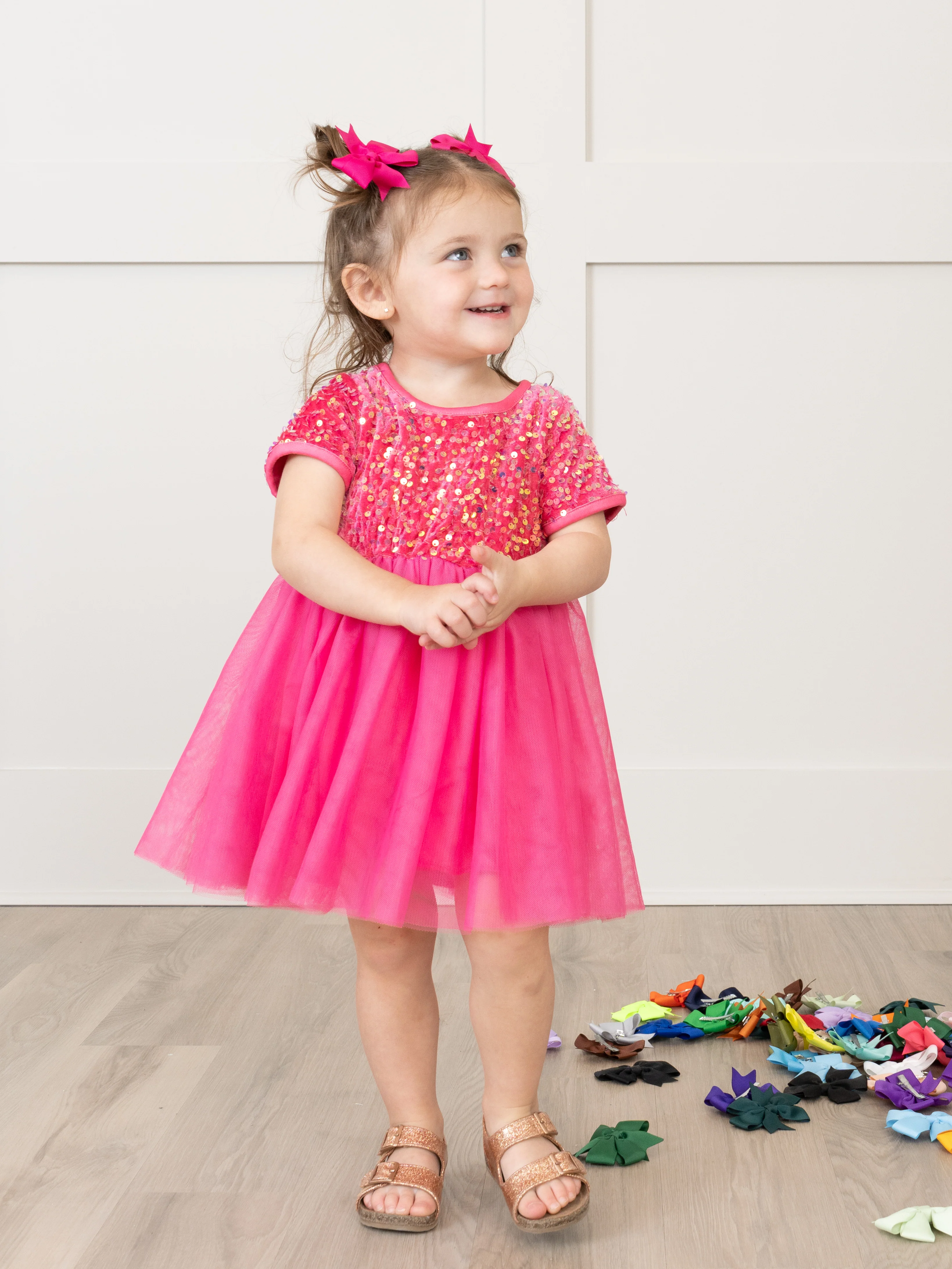 Hot Pink Sparkly Tulle Swing Dress - Image 5
