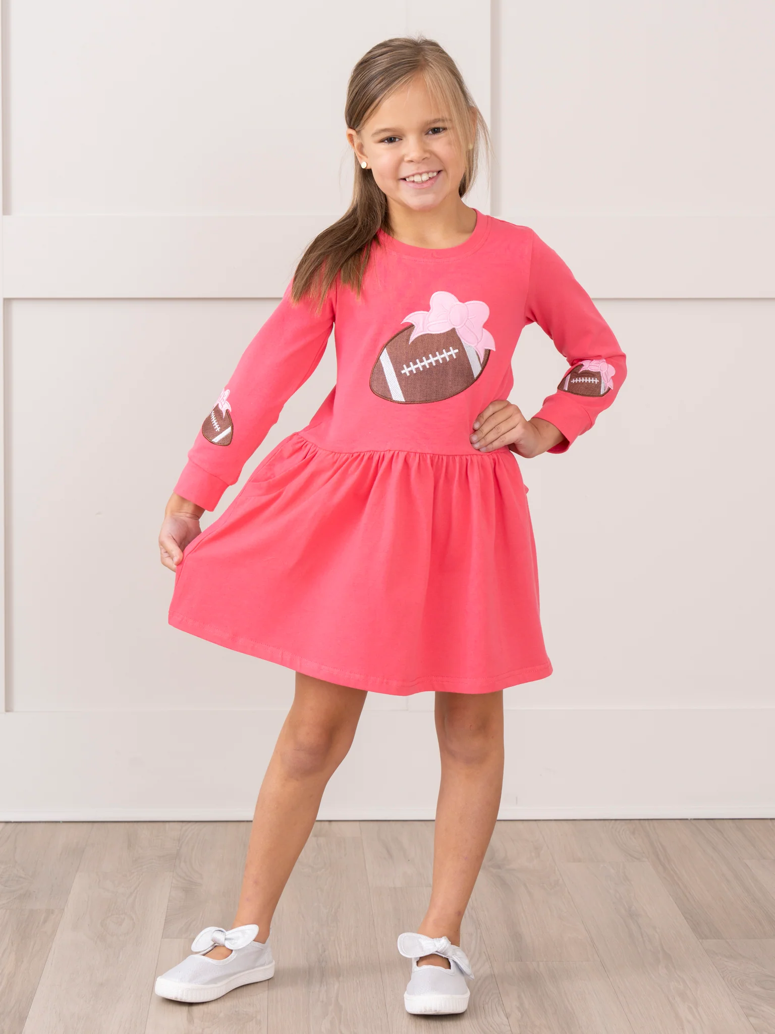 Hot Pink Touchdown Embroidered Dress - Image 3