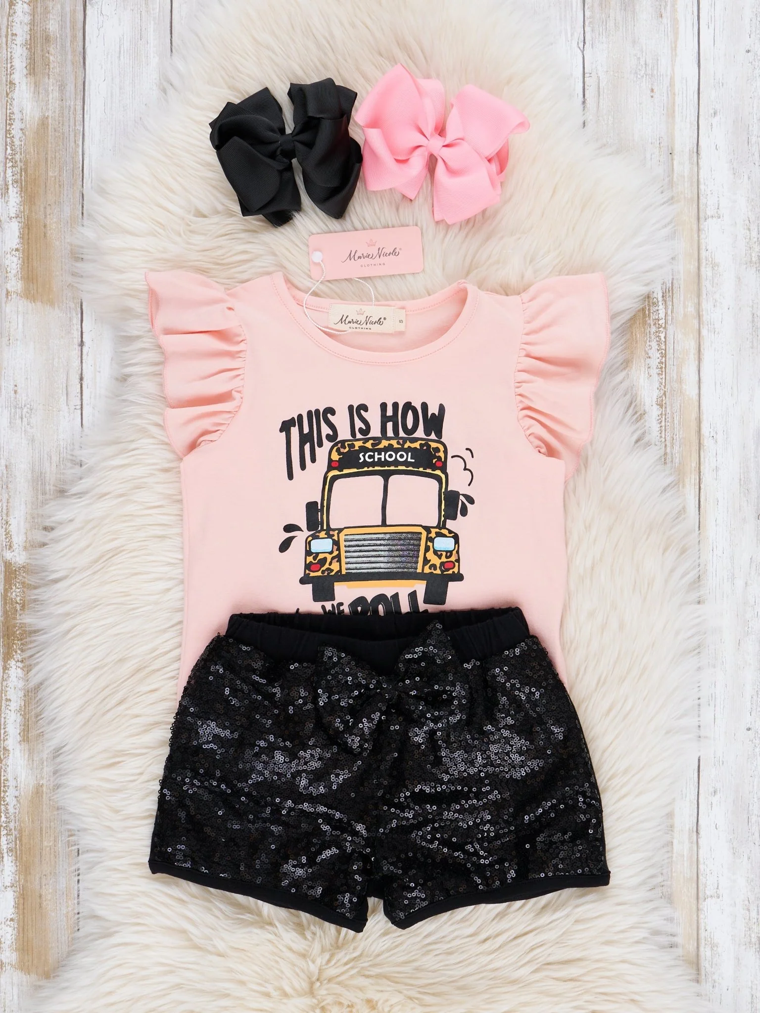 "How We Roll" Bus Ruffle Sequin Outfit - Image 3