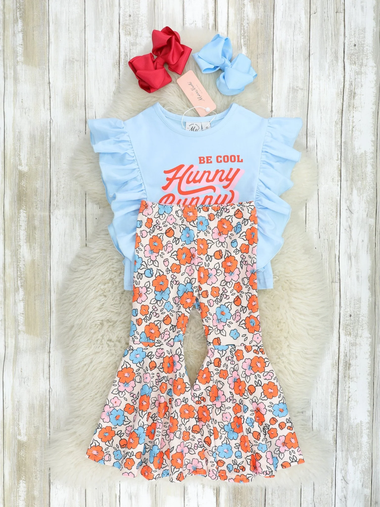 "Hunny Bunny" Bright Floral Bell Bottoms - Image 2