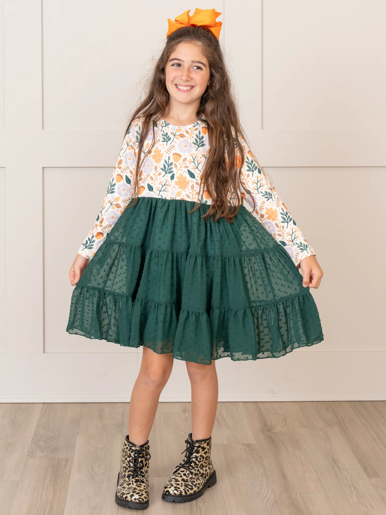 Hunter Green Garden Tiered Swiss Dot Dress - Image 3