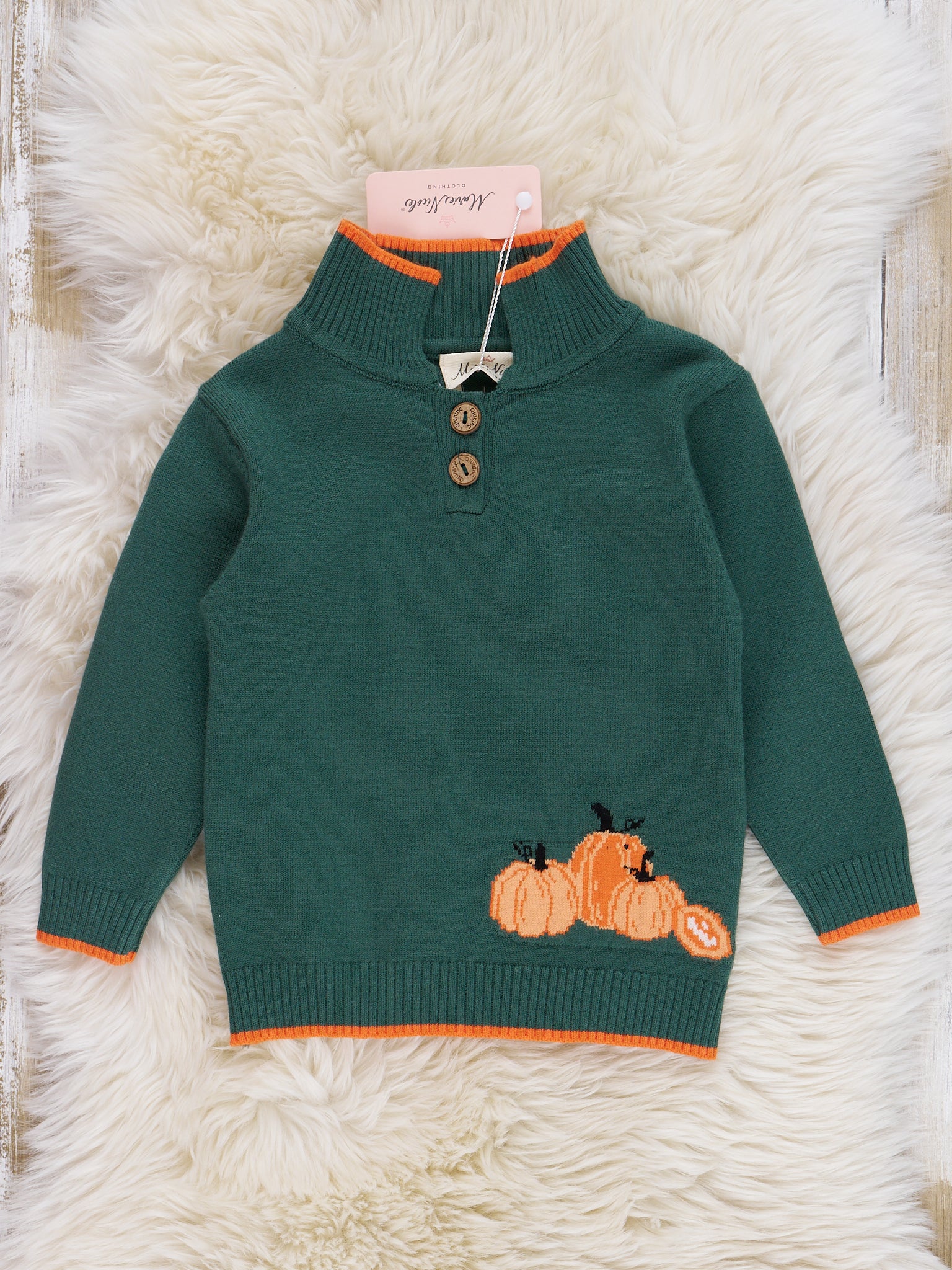 Hunter Green Pumpkin Patch Polo Sweater - Image 2
