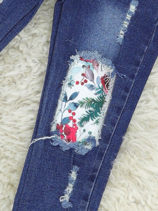 Hunter Green Rose Denim Outfit - Image 3