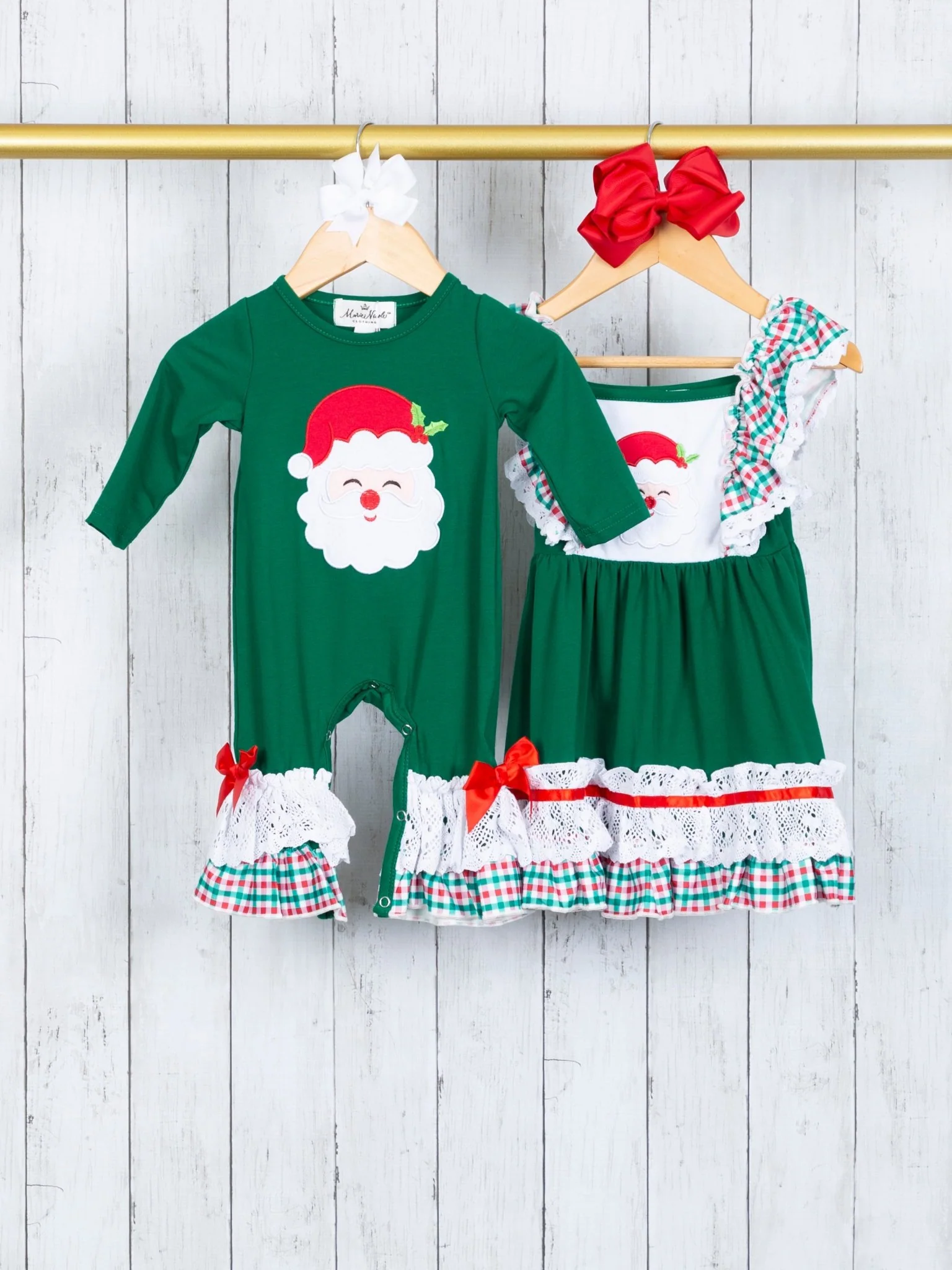 Hunter Green Santa Flutter Sleeve Dress - Image 2