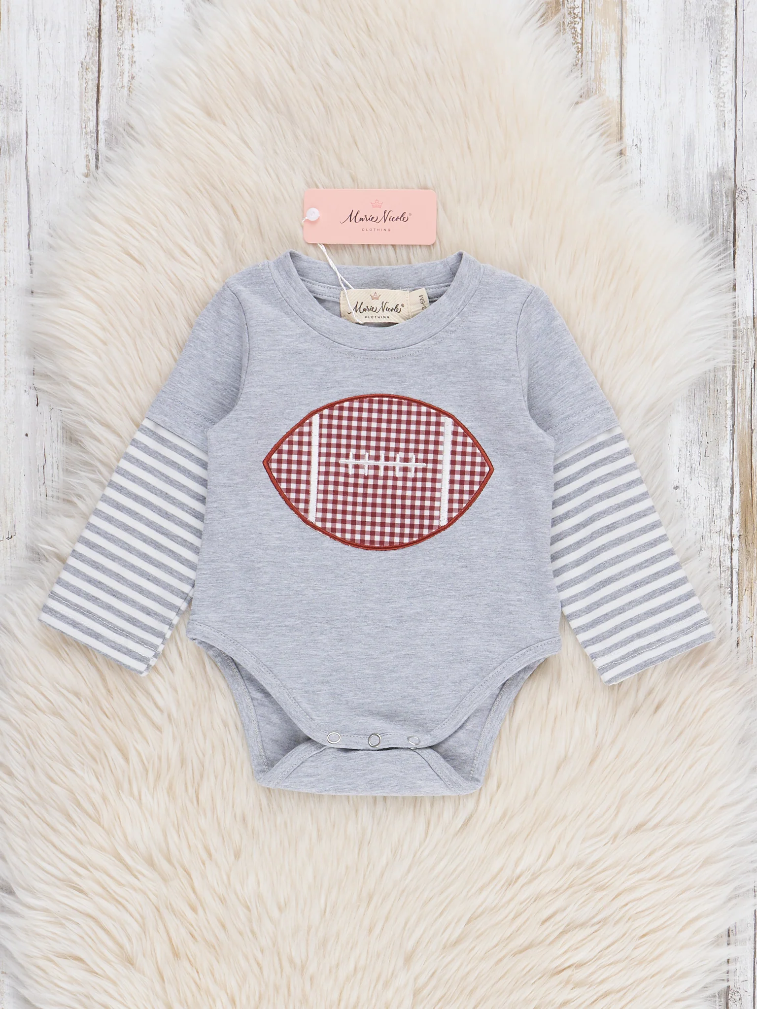 Hut Hut Hike Embroidered Football Onesie