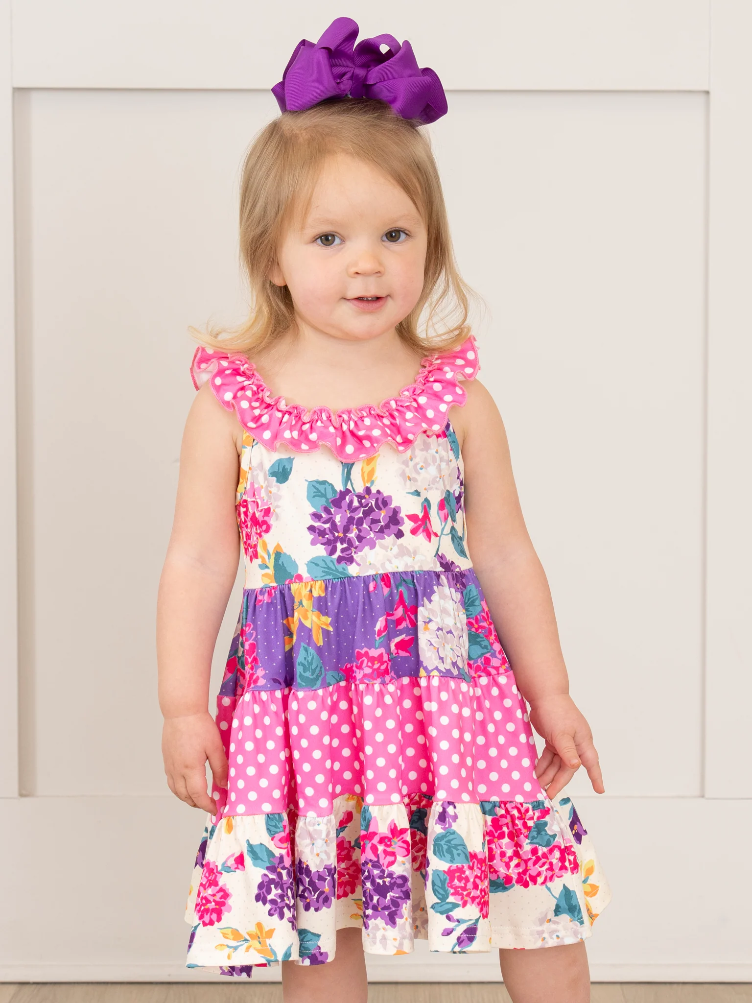 Hydrangea Field Tiered Ruffle Dress