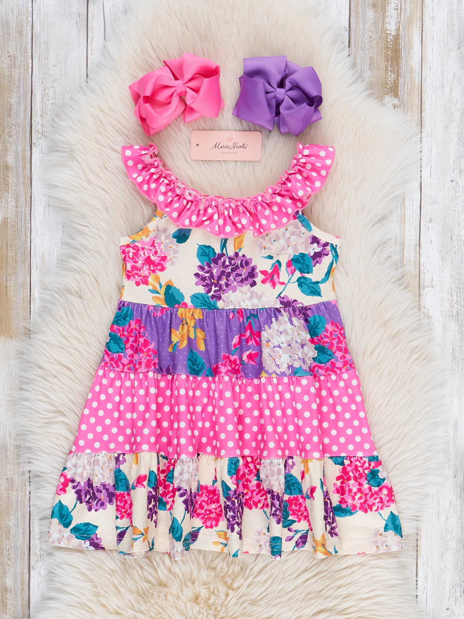 Hydrangea Field Tiered Ruffle Dress - Image 2