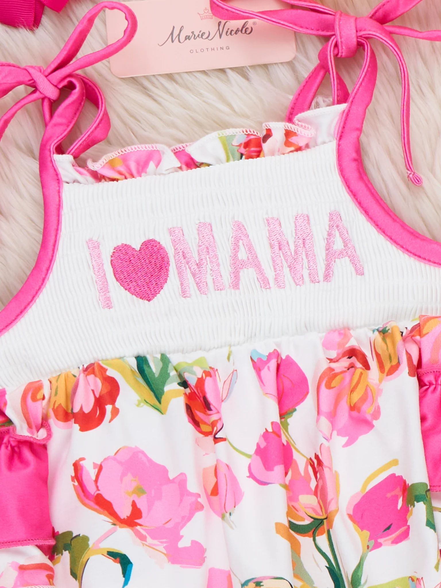 I Love MAMA Tulip Tiered Smocked Ruffle Bubble Romper - Image 2