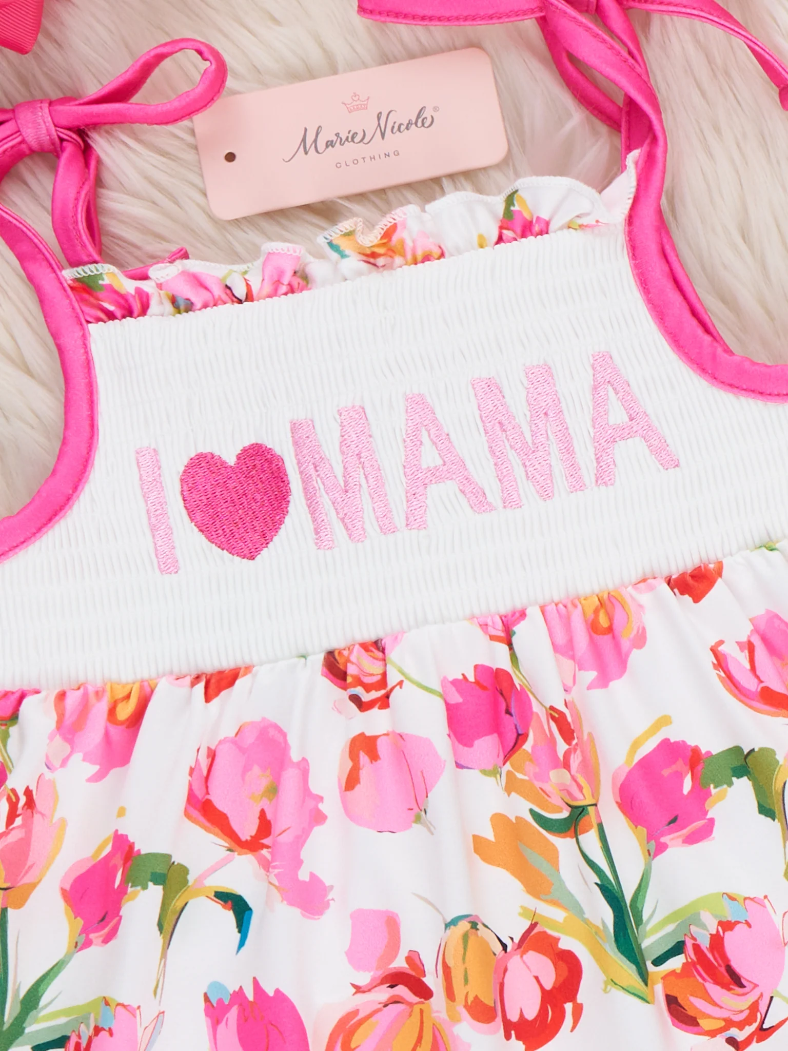 I Love MAMA Tulip Tiered Smocked Ruffle Outfit - Image 3