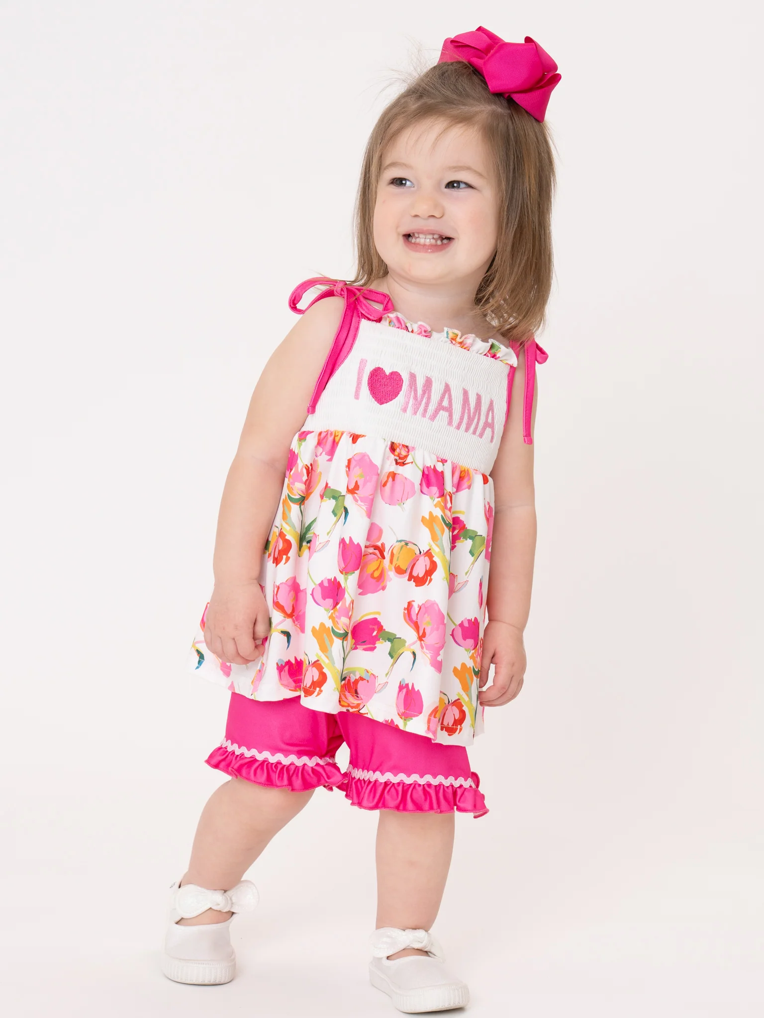 I Love MAMA Tulip Tiered Smocked Ruffle Outfit - Image 5