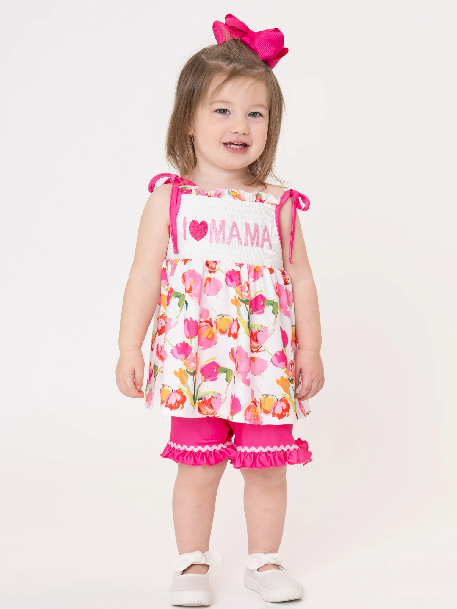 I Love MAMA Tulip Tiered Smocked Ruffle Outfit - Image 6