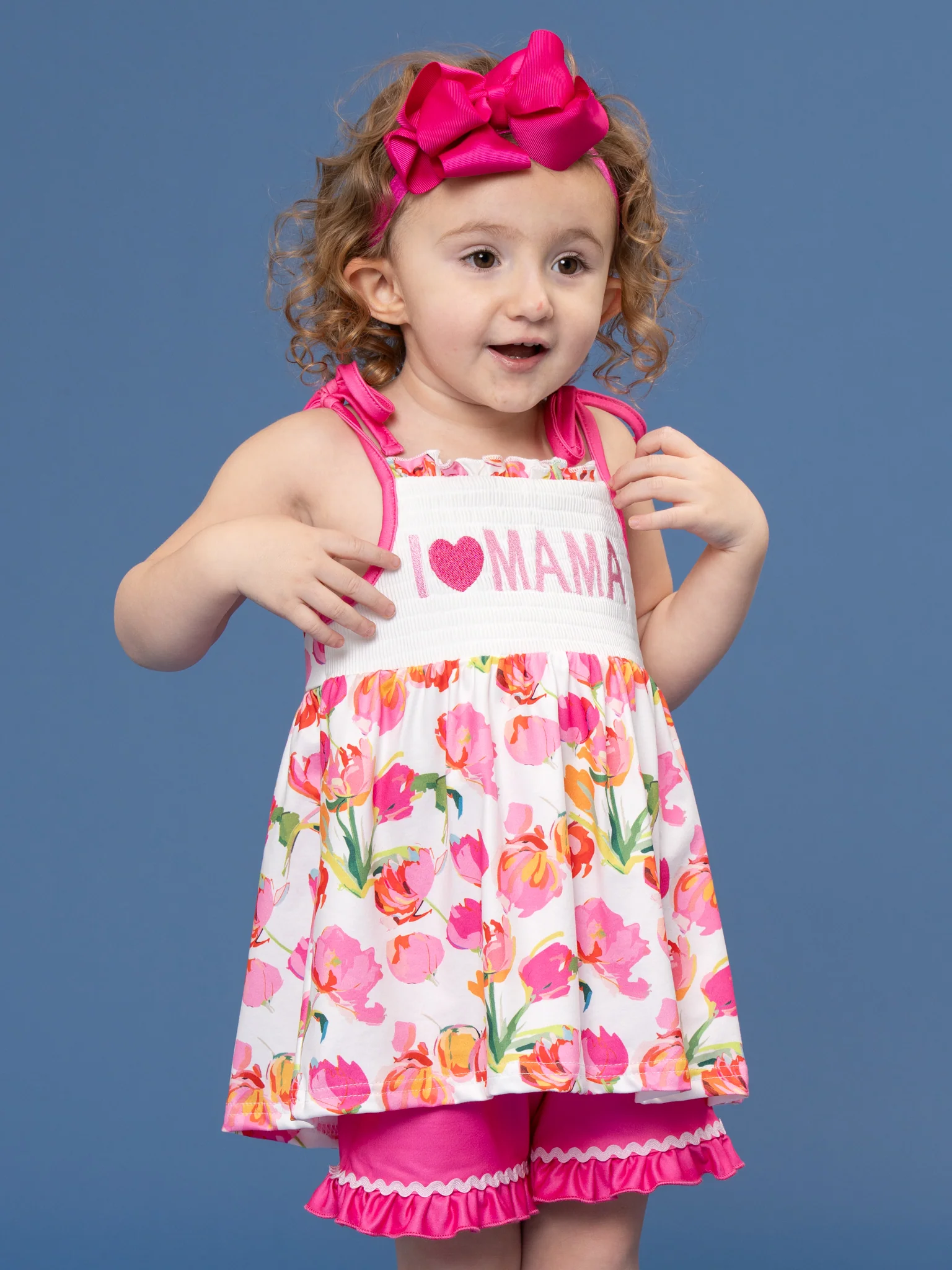 I Love MAMA Tulip Tiered Smocked Ruffle Outfit - Image 7