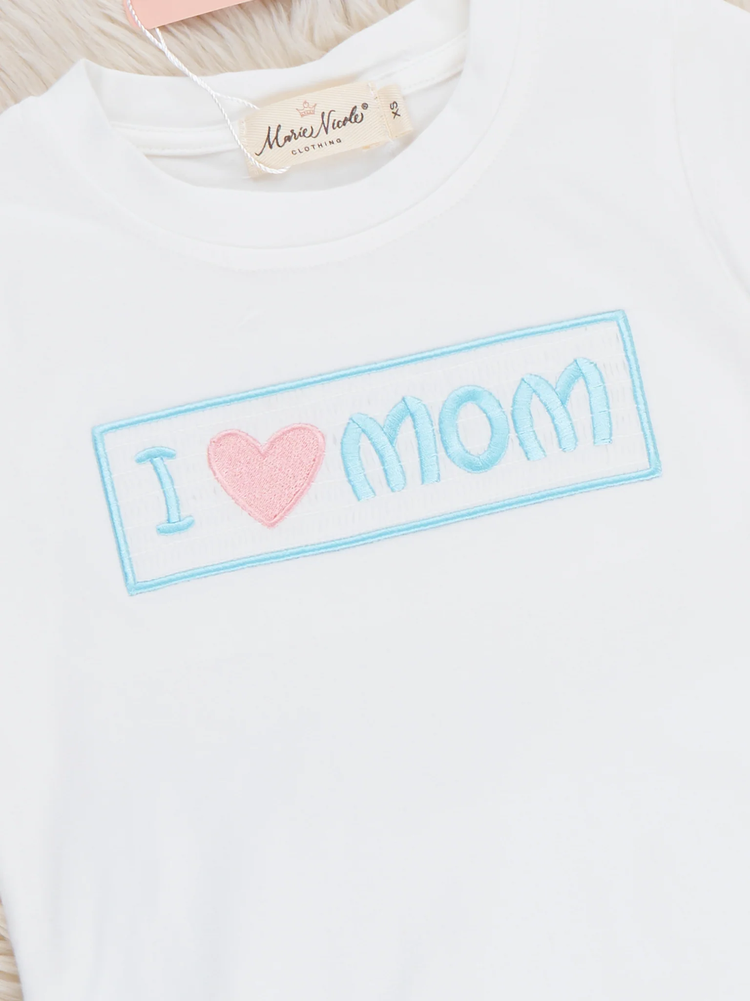 I Love MOM Stripe Smocked Outfit - Image 3